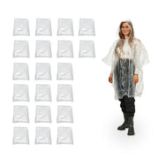 Einweg Regenponcho 20er-Set Transparent von Relaxdays