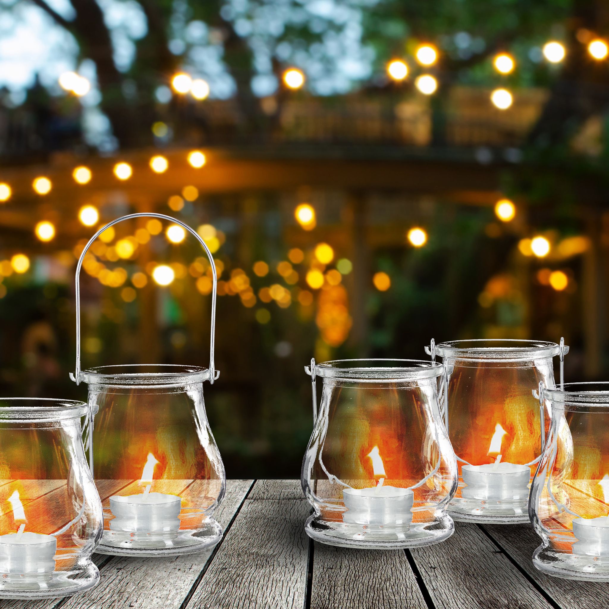 Transparentes Windlicht 12er-Set Silber-Transparent von Relaxdays