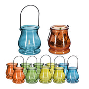 Glas Windlicht 12er-Set Blau-Grün-Orange von Relaxdays