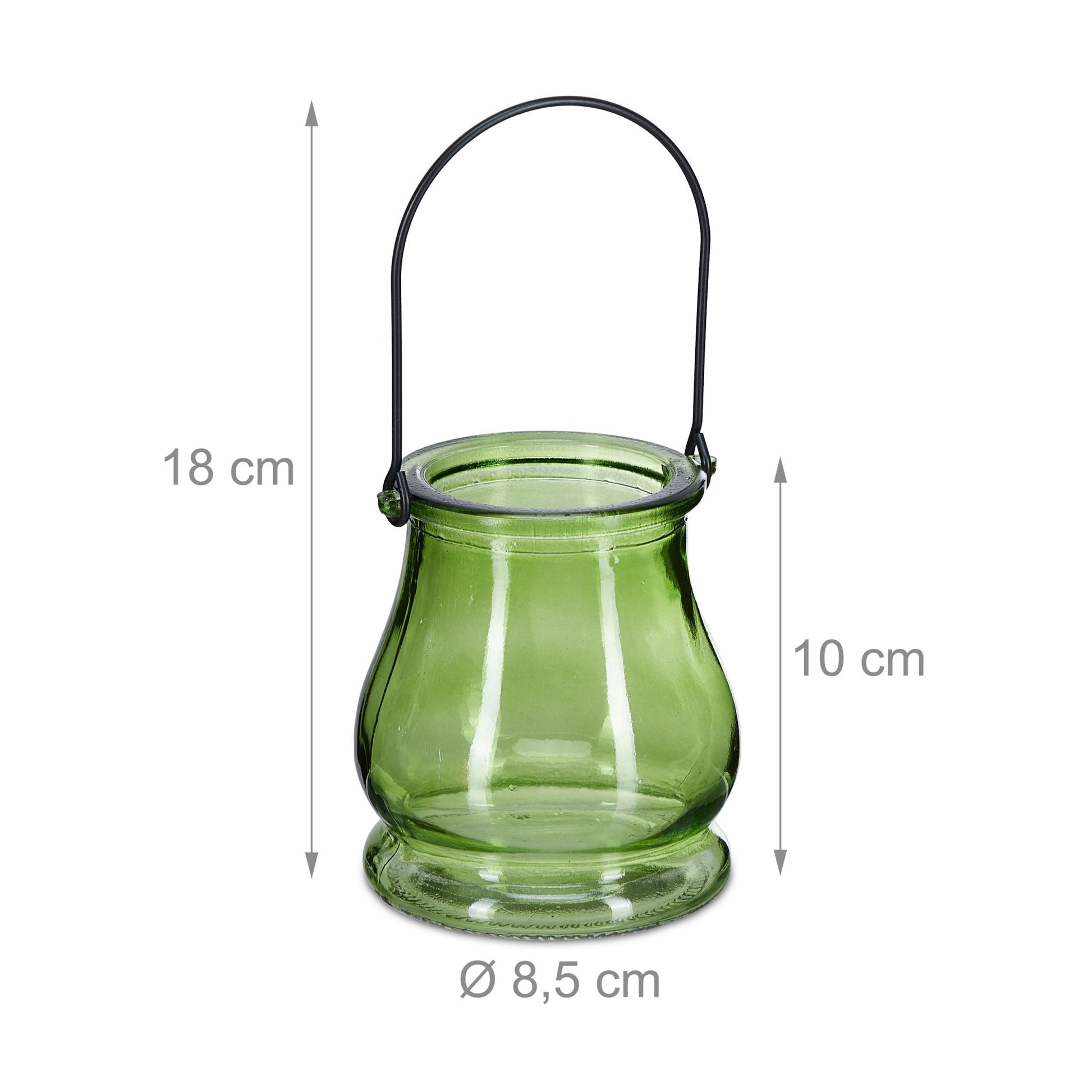 Glas Windlicht 12er-Set Blau-Grün-Orange von Relaxdays