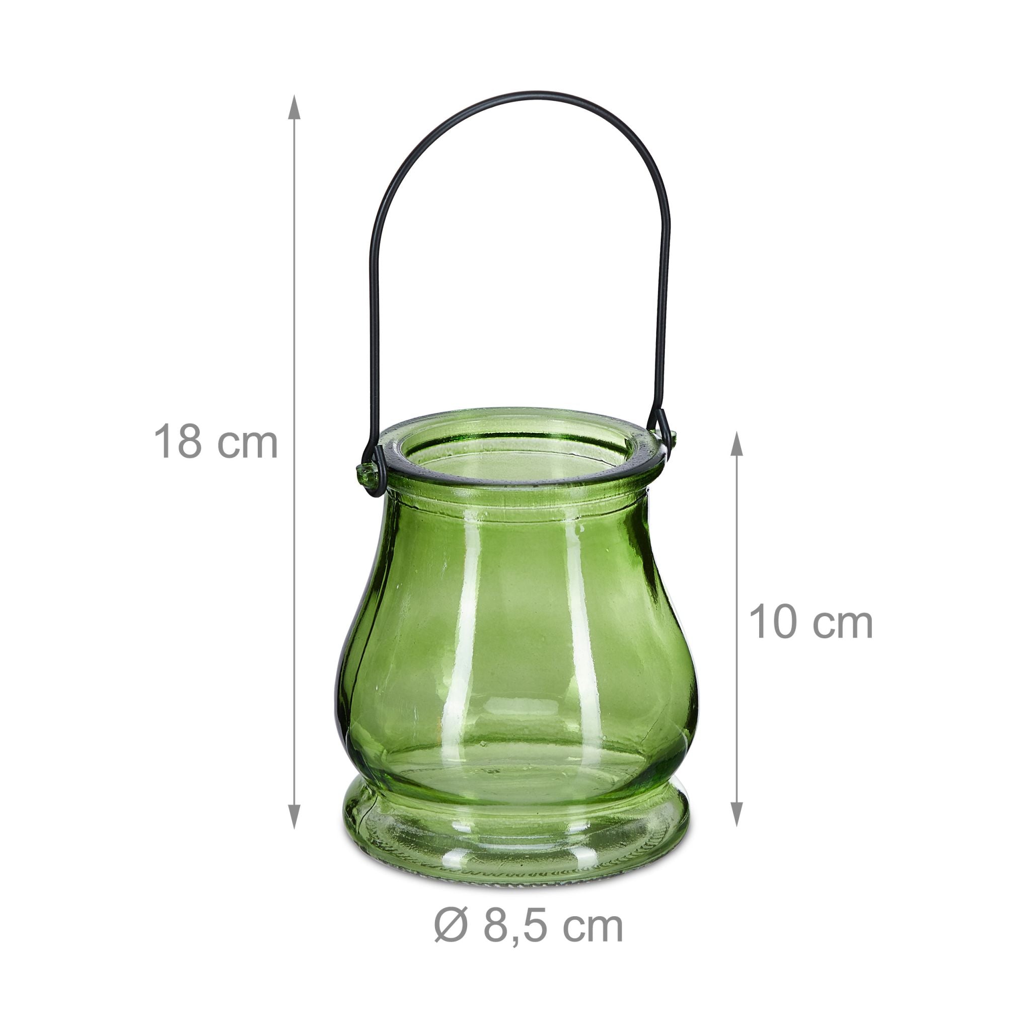 Glas Windlicht 12er-Set Blau-Grün-Orange von Relaxdays