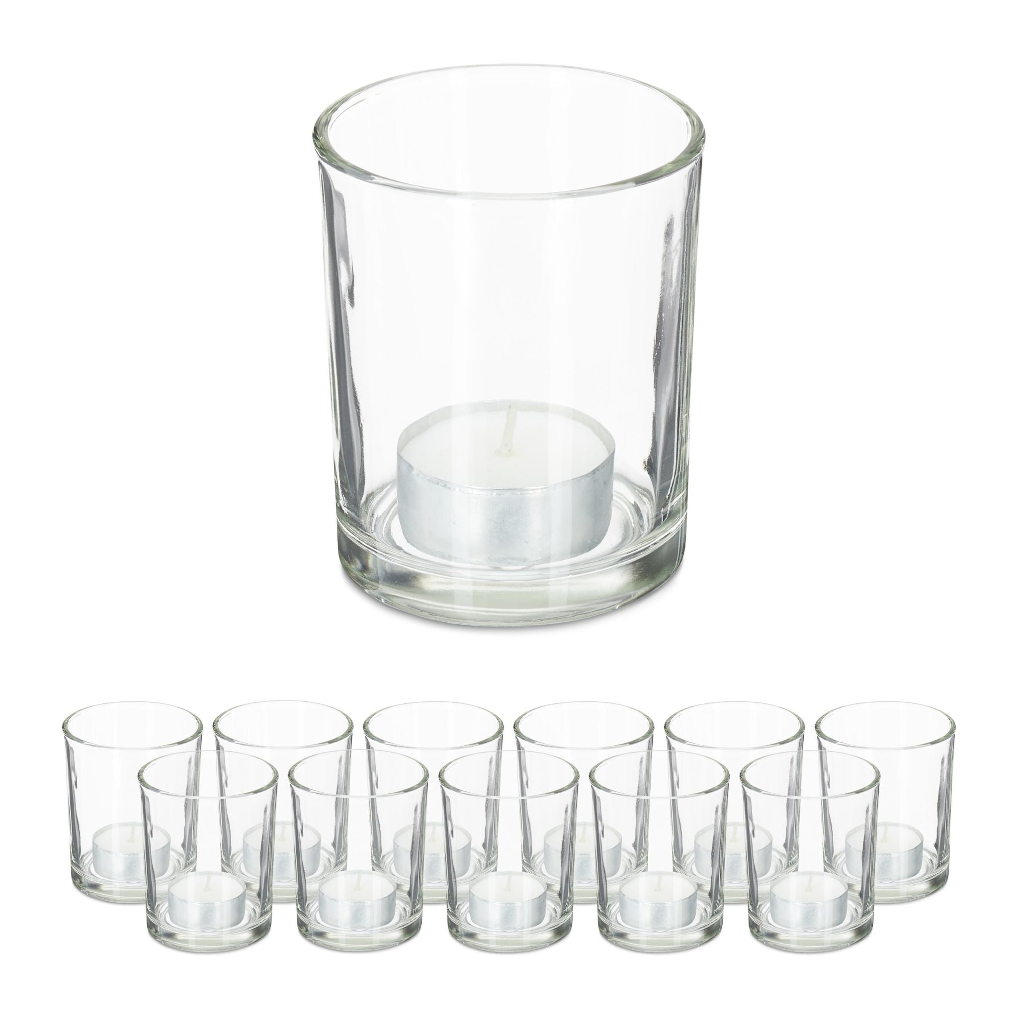 Teelichtgläser transparent 12er-Set Transparent von Relaxdays