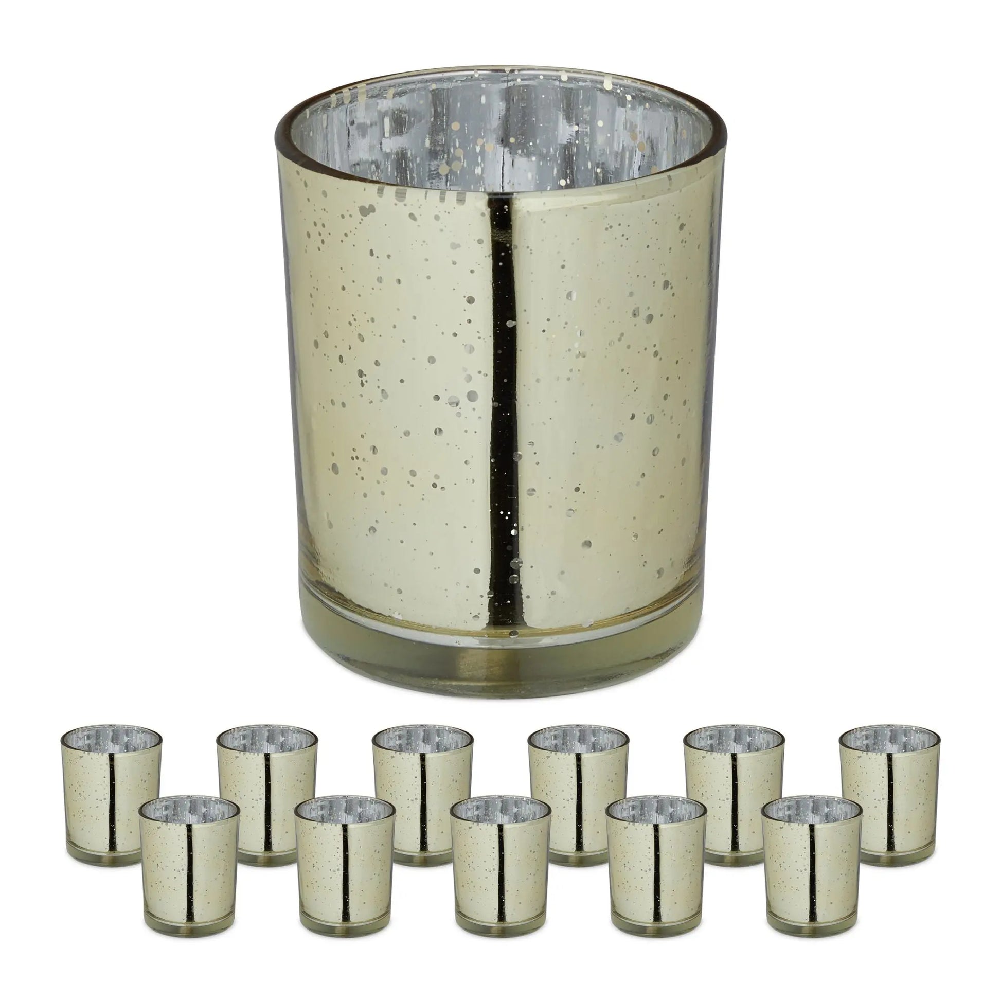 Teelichtgläser gold 12er-Set Gold-Silber von Relaxdays