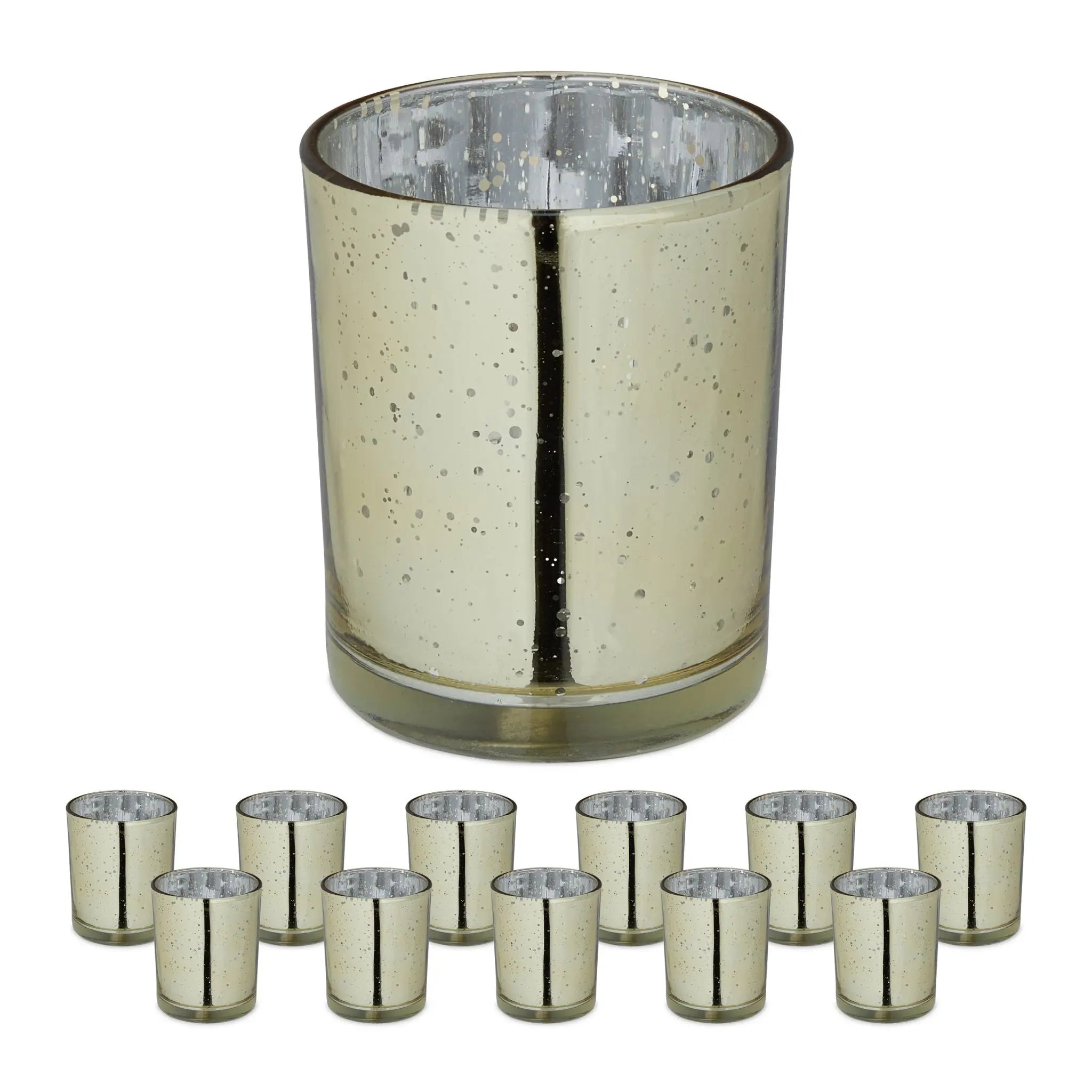 Teelichtgläser gold 12er-Set Gold-Silber von Relaxdays