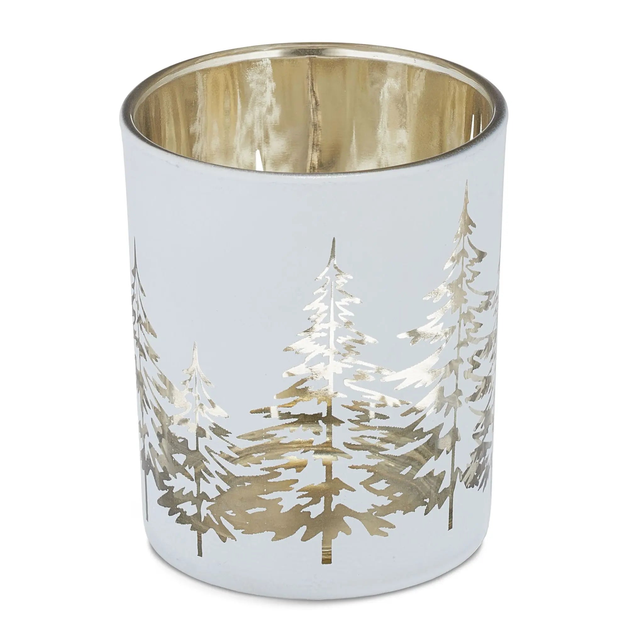 Teelichthalter Tannenbaum 12er-Set Weiss-Gold von Relaxdays