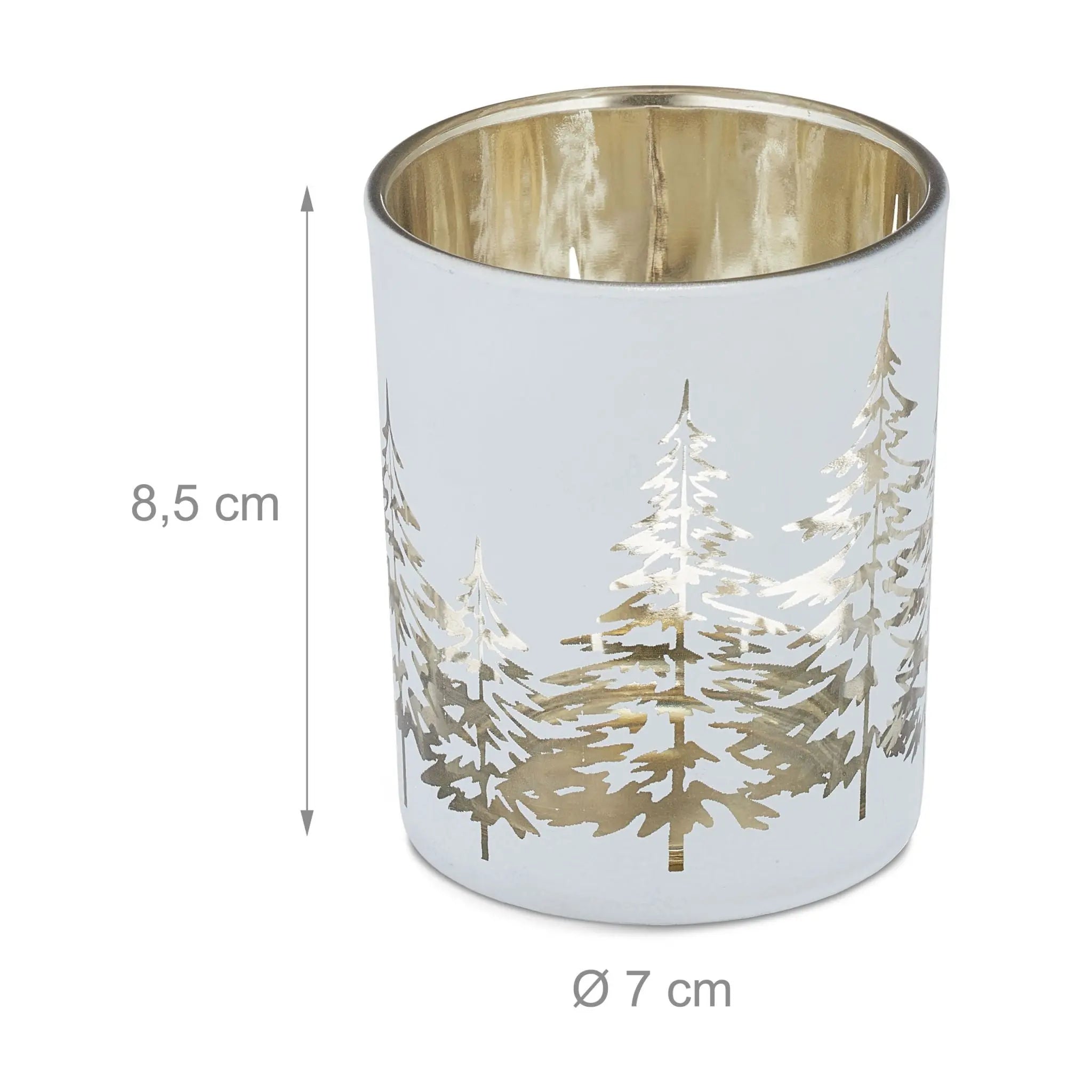 Teelichthalter Tannenbaum 12er-Set Weiss-Gold von Relaxdays
