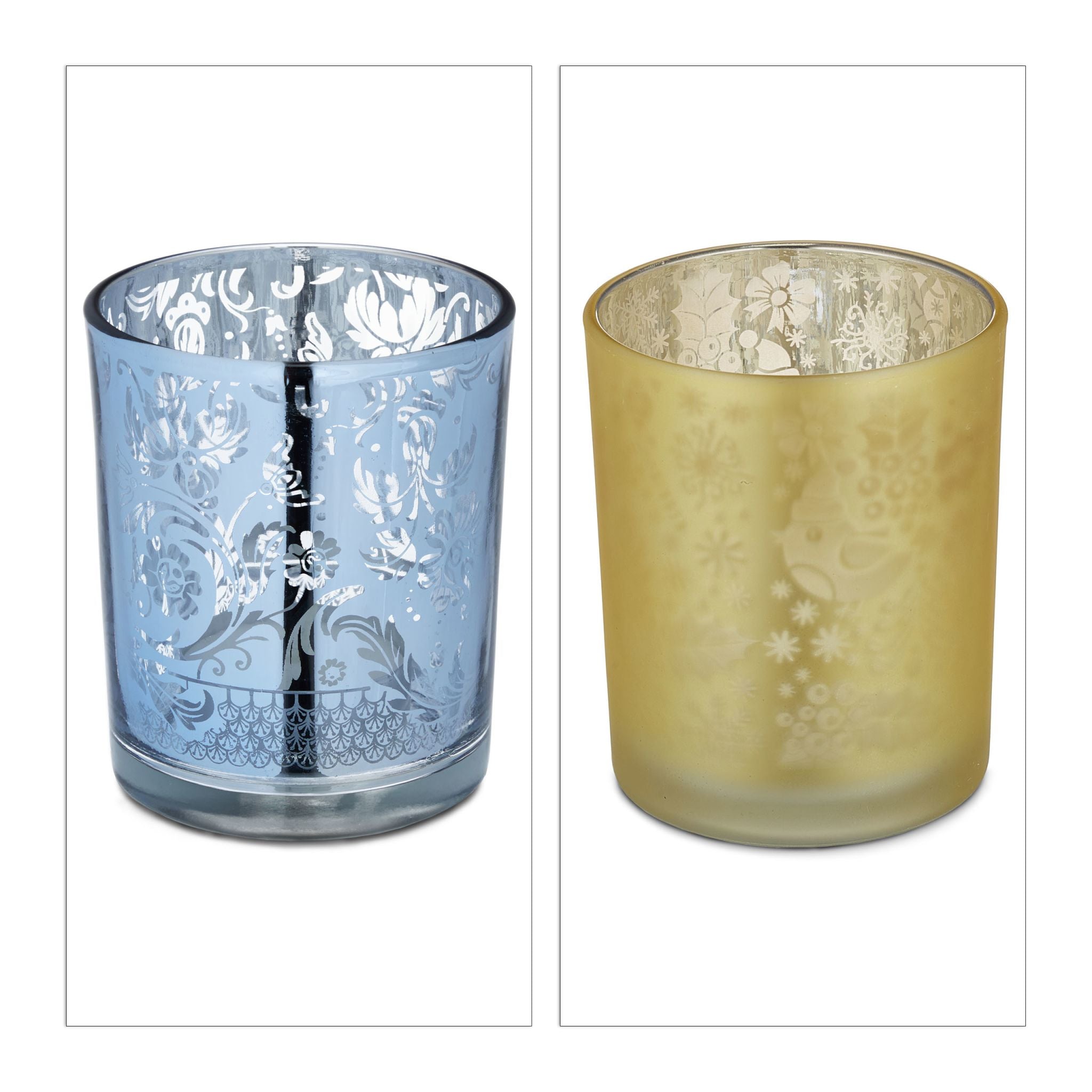 Teelichtgläser gold silber 12er-Set Gold-Silber-Transparent von Relaxdays
