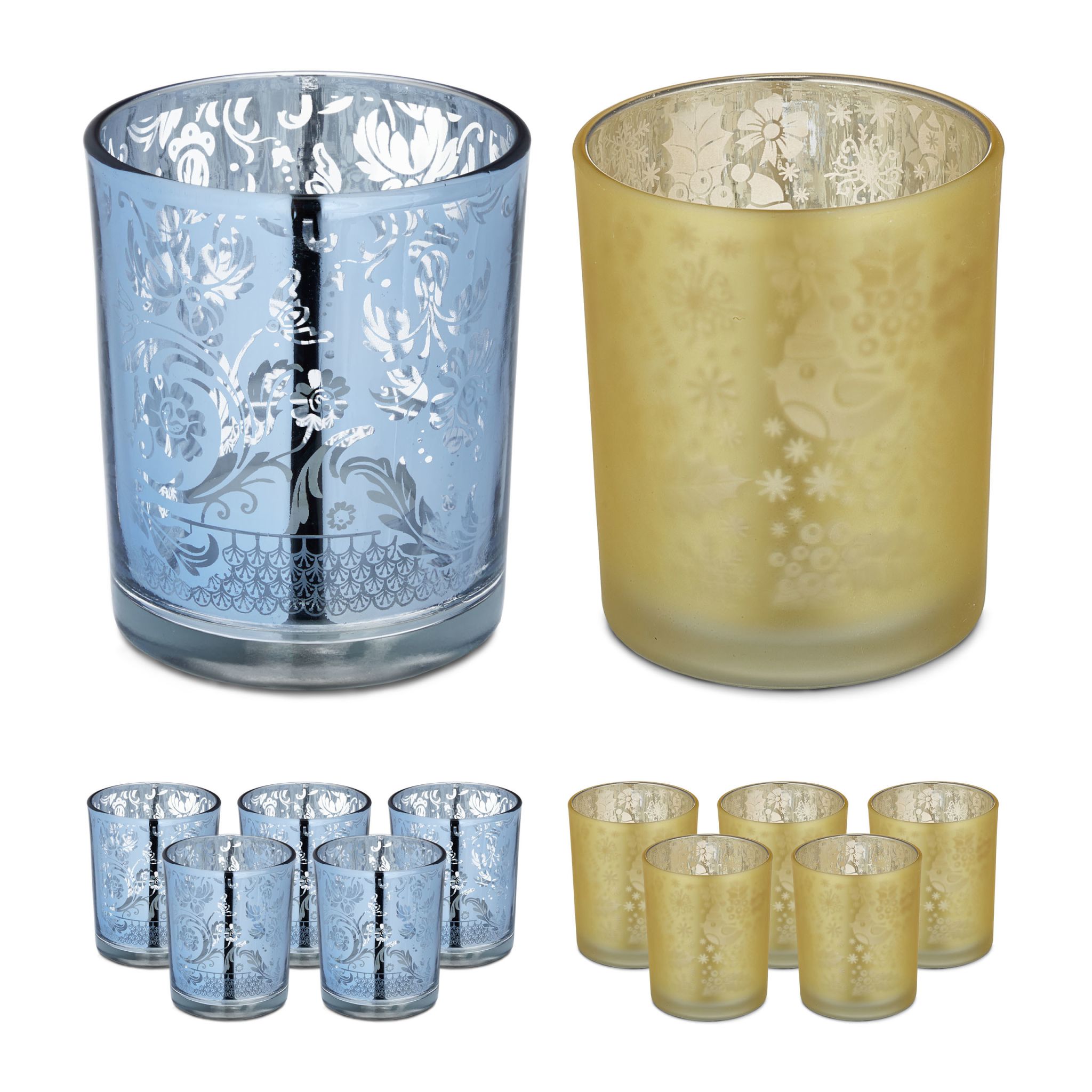 Teelichtgläser gold silber 12er-Set Gold-Silber-Transparent von Relaxdays