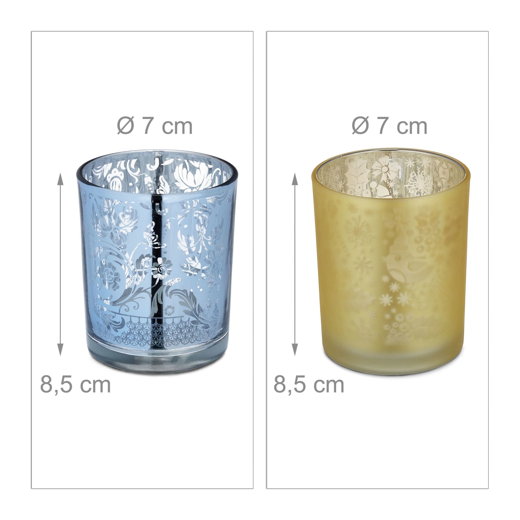 Teelichtgläser gold silber 12er-Set Gold-Silber-Transparent von Relaxdays