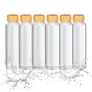 Trinkflasche mit Bambusdeckel 500ml 6er-Set Hellbraun-Schwarz-Transparent von Relaxdays