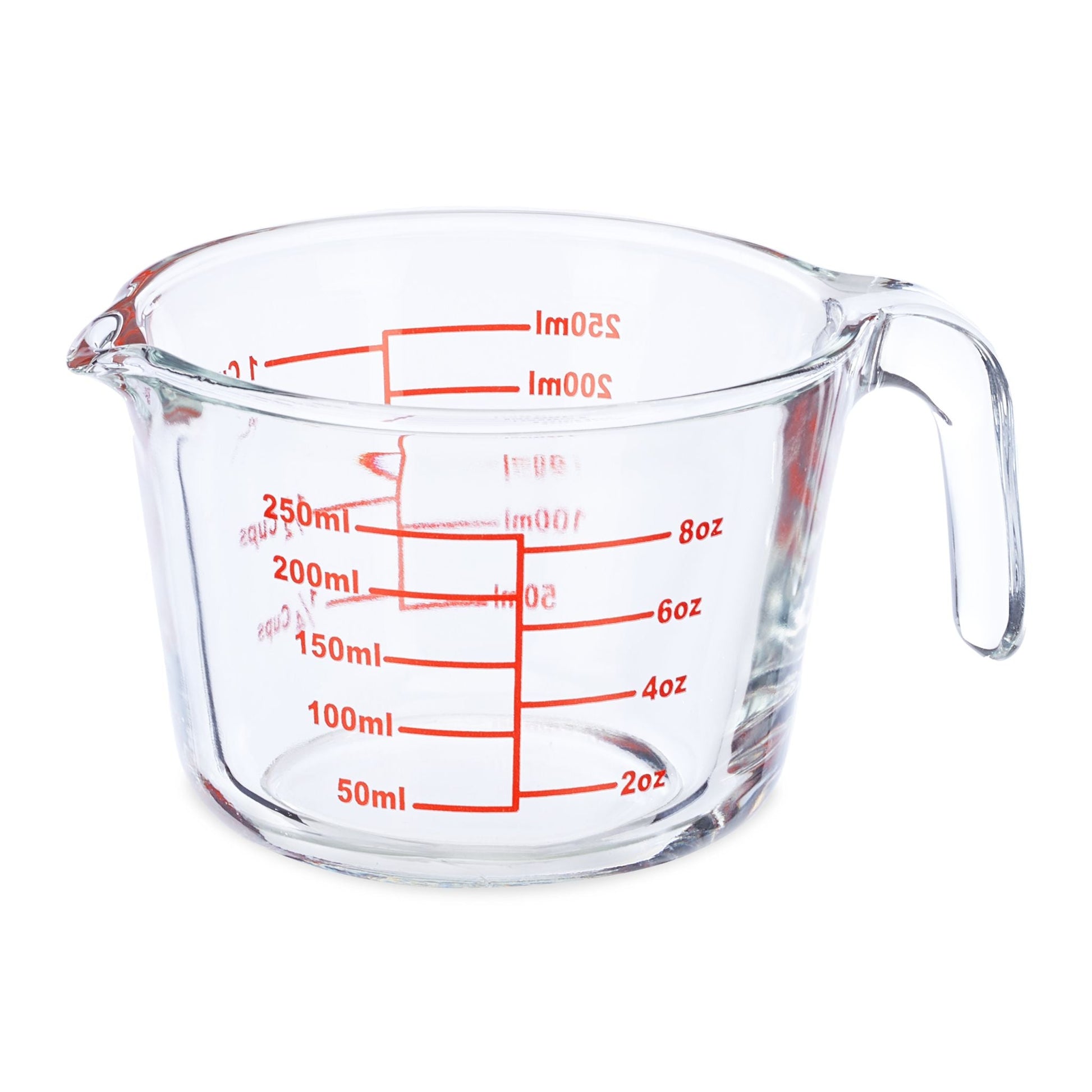 Messbecher Glas 250ml Rot-Transparent von Relaxdays