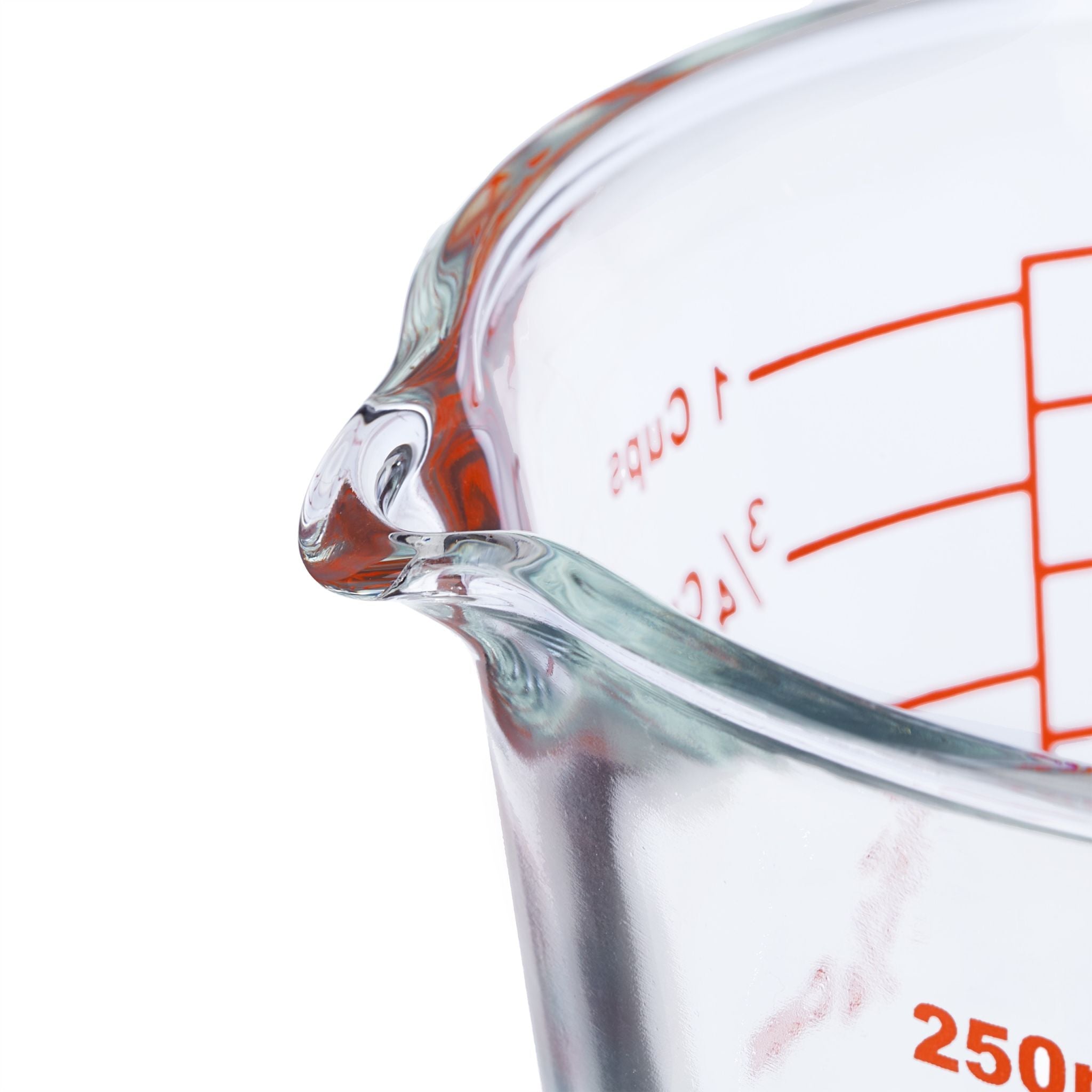 Messbecher Glas 250ml Rot-Transparent von Relaxdays