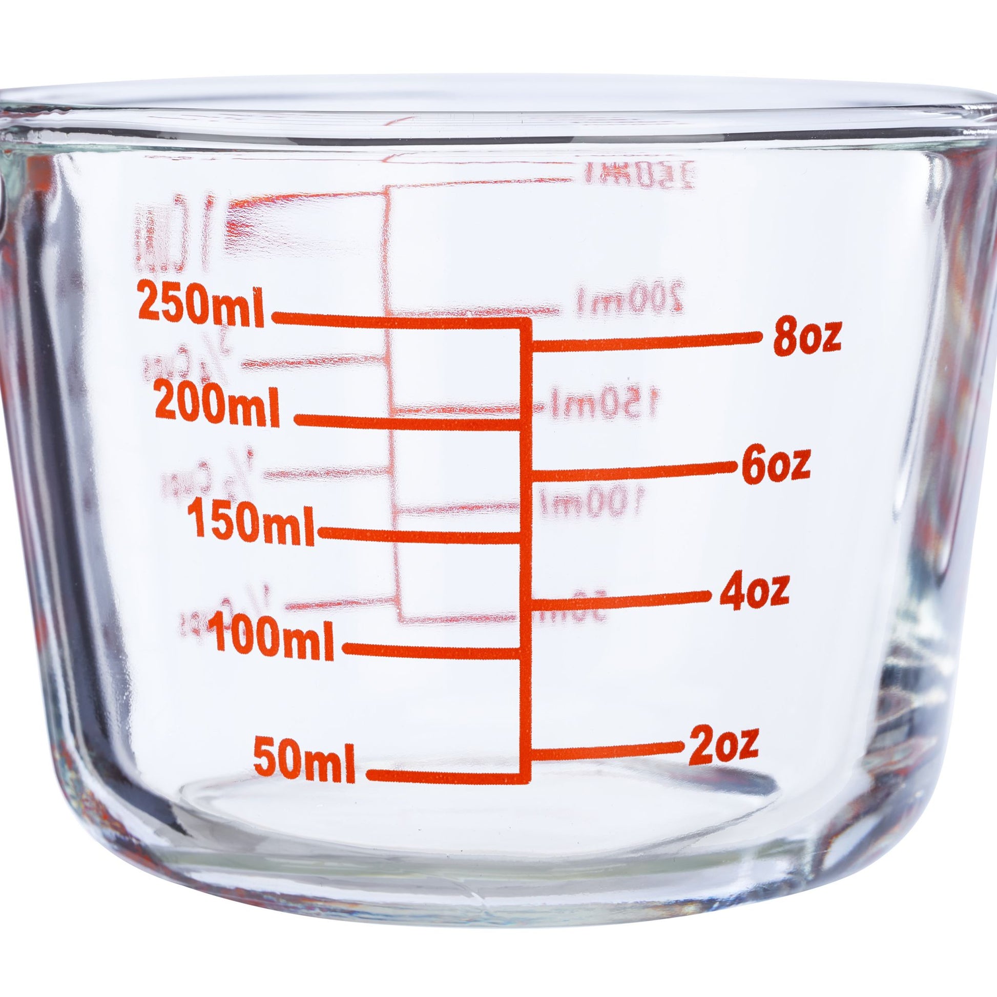 Messbecher Glas 250ml Rot-Transparent von Relaxdays