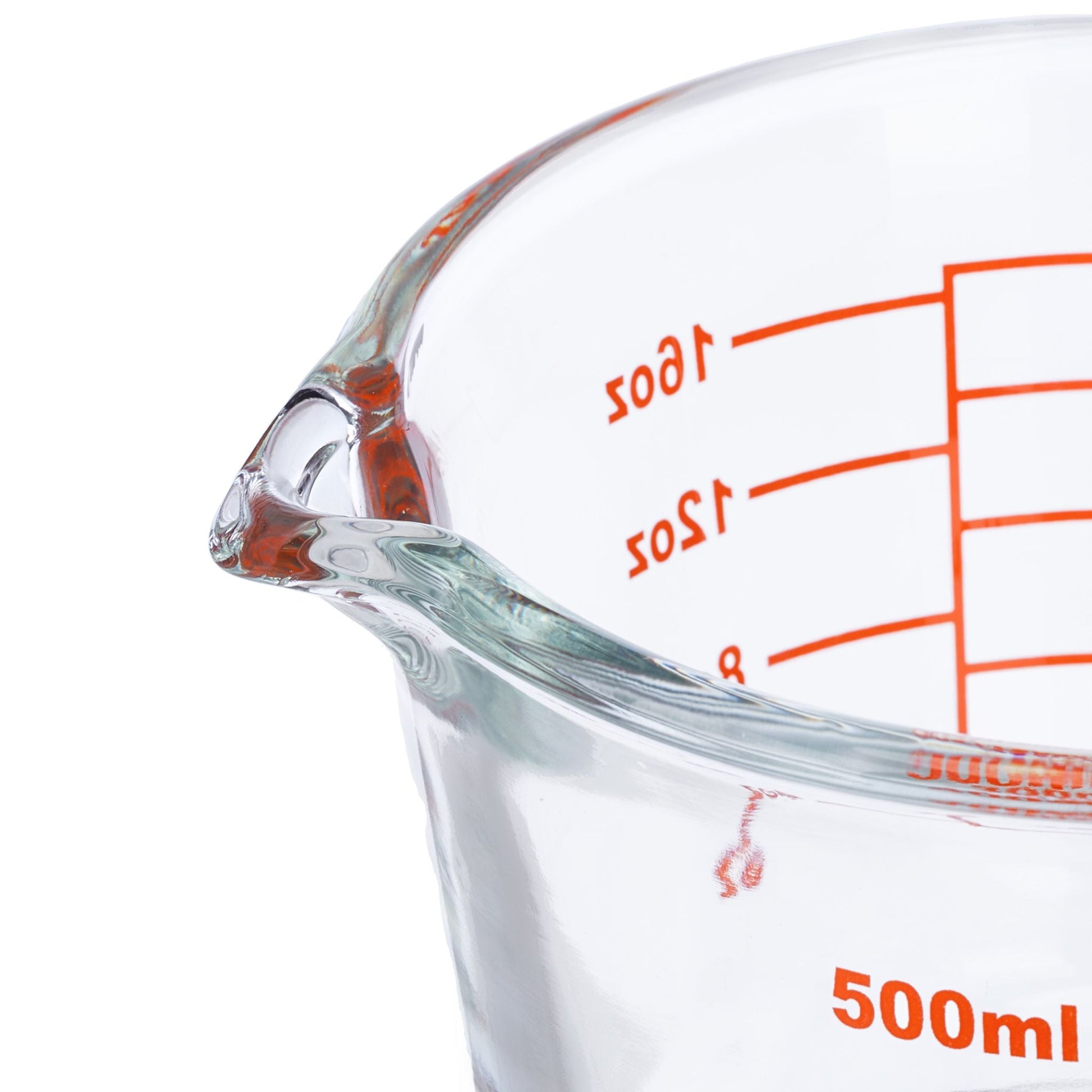 Messbecher Glas 500ml Rot-Transparent von Relaxdays