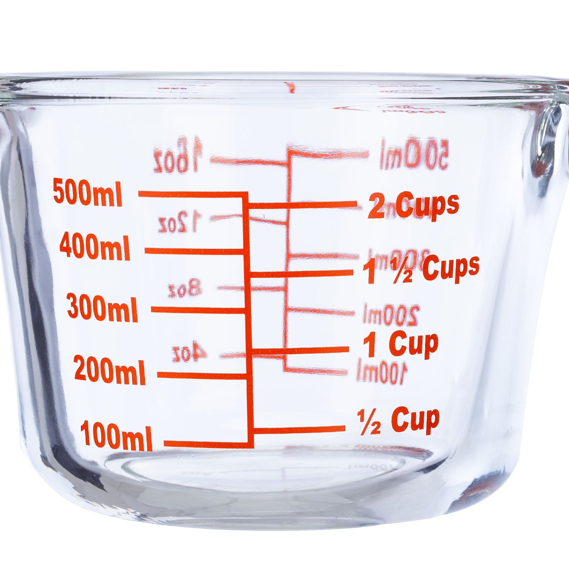 Messbecher Glas 500ml Rot-Transparent von Relaxdays