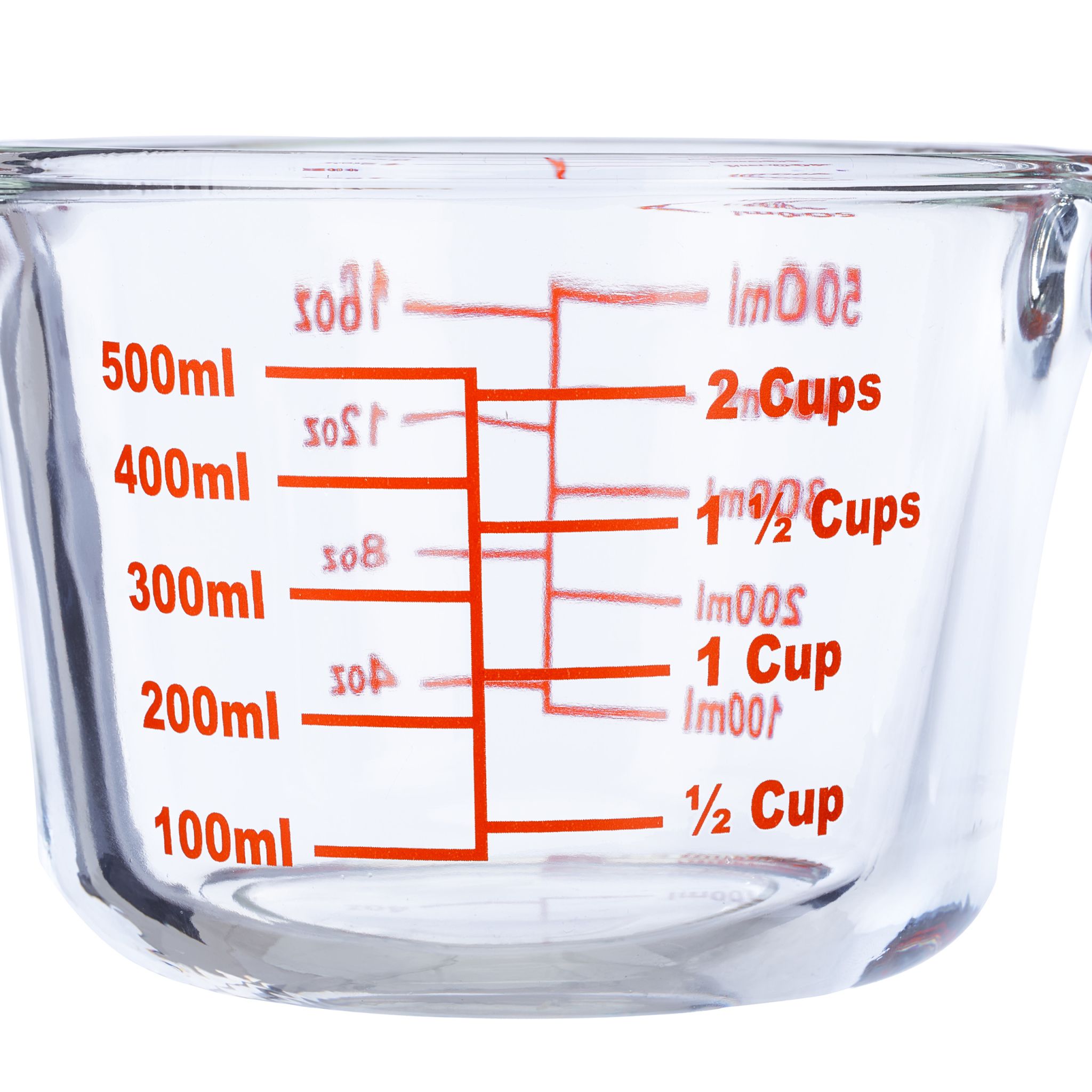Messbecher Glas 500ml Rot-Transparent von Relaxdays