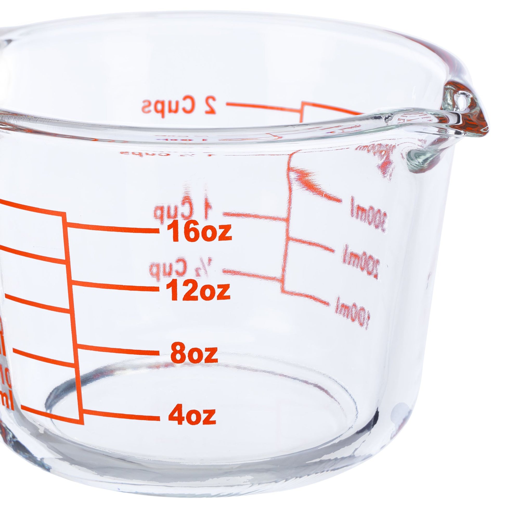 Messbecher Glas 500ml Rot-Transparent von Relaxdays
