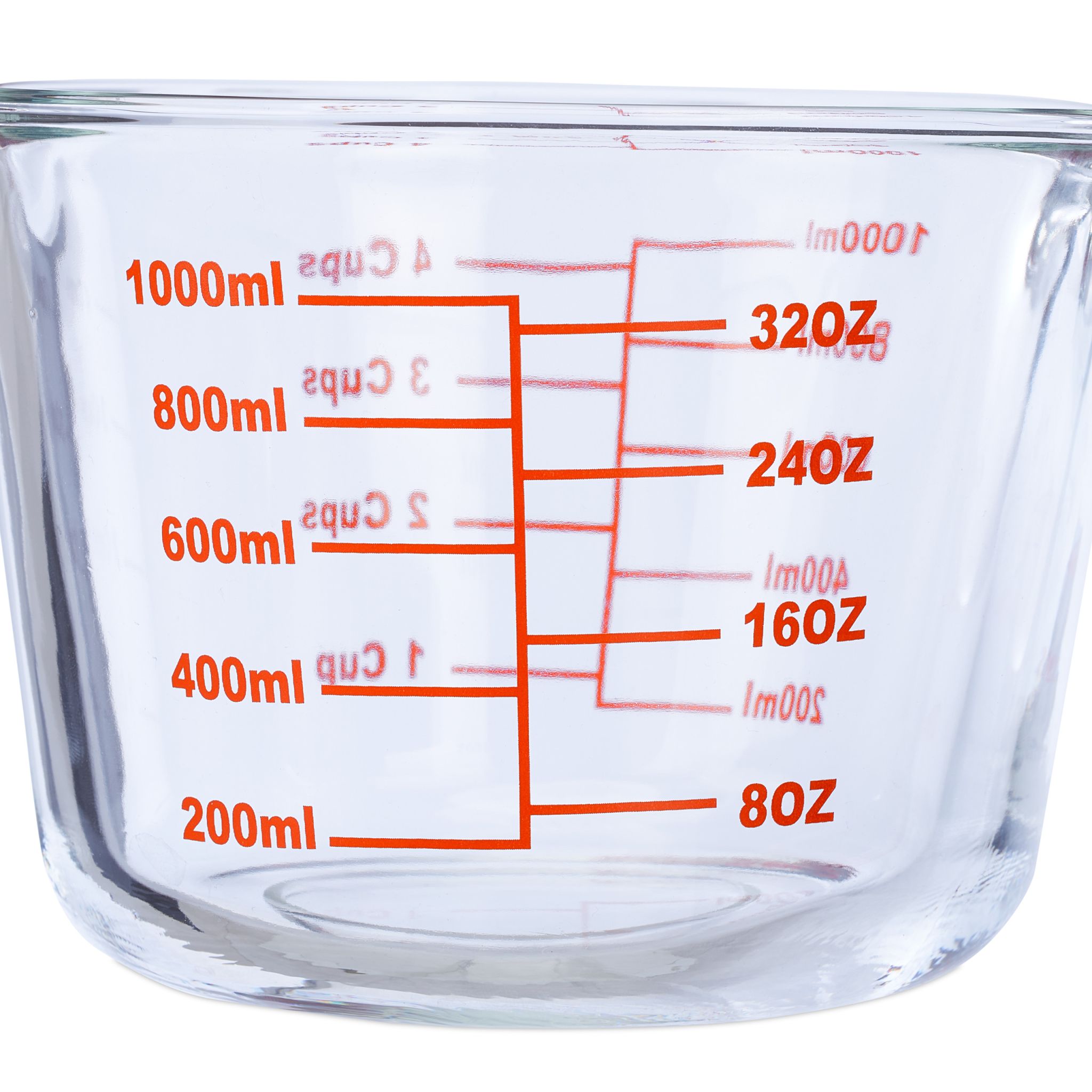 Messbecher Glas 1L Rot-Transparent von Relaxdays