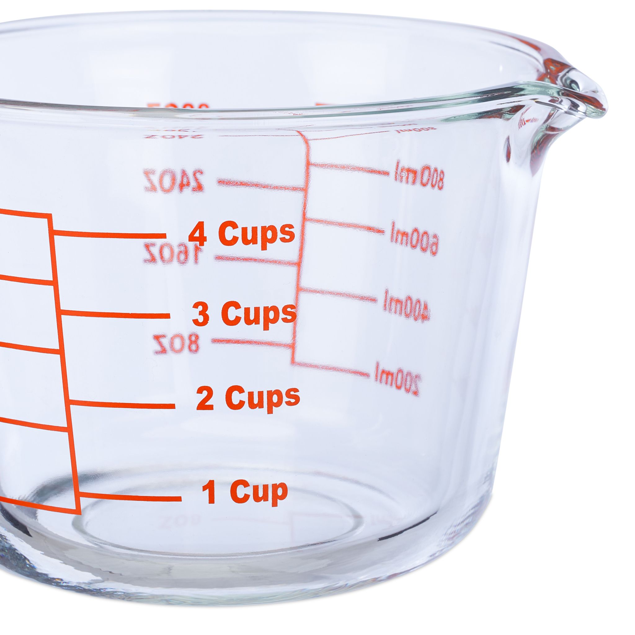Messbecher Glas 1L Rot-Transparent von Relaxdays