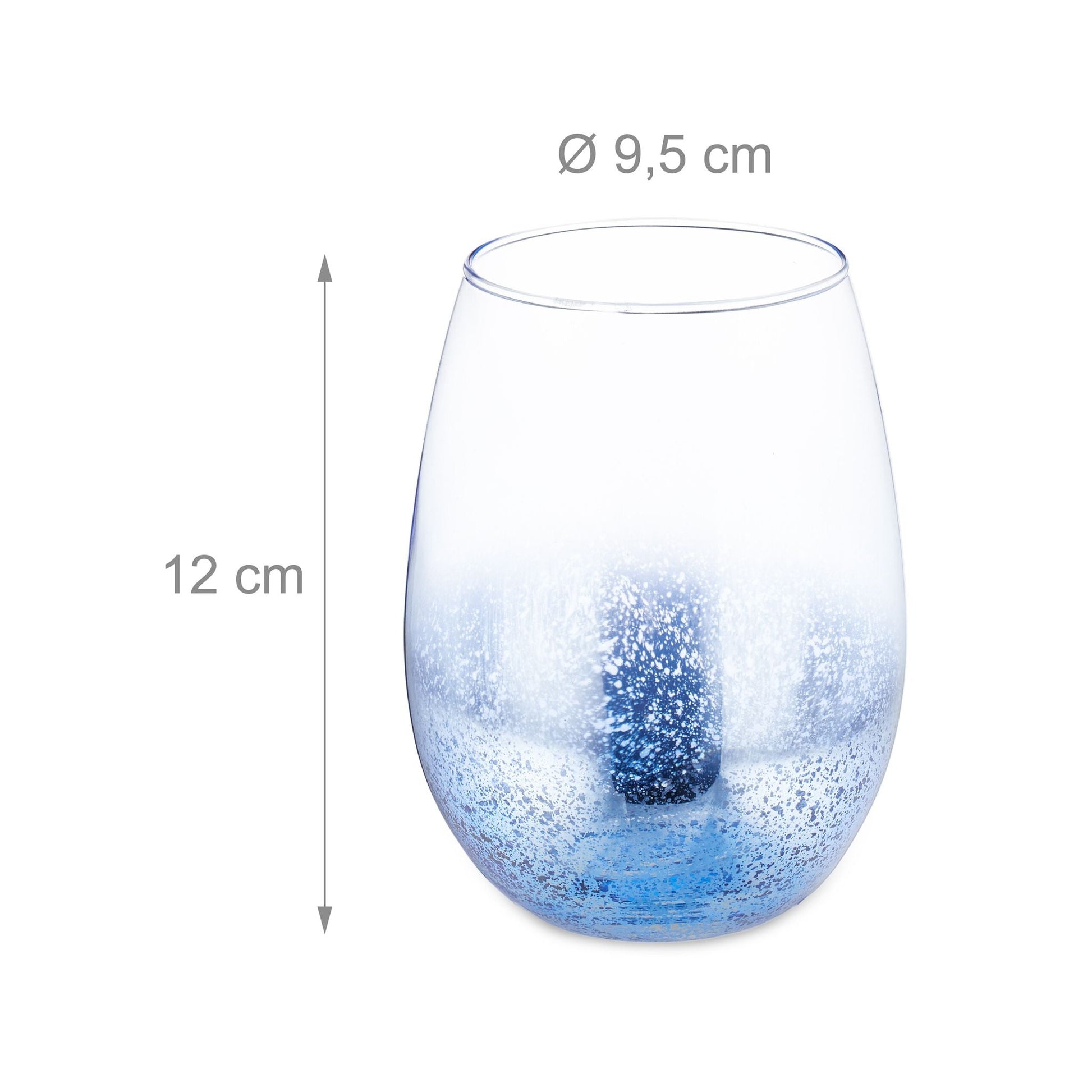 Weingläser ohne Stiel 2er-Set blau Blau-Silber-Transparent von Relaxdays