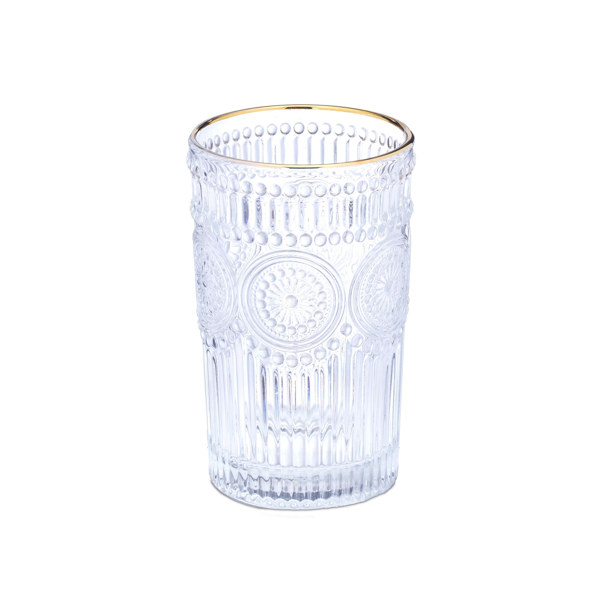Trinkgläser 4er-Set Vintage-Look Gold-Transparent von Relaxdays