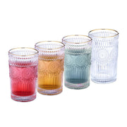 Trinkgläser 4er-Set Vintage-Look Gold-Transparent von Relaxdays