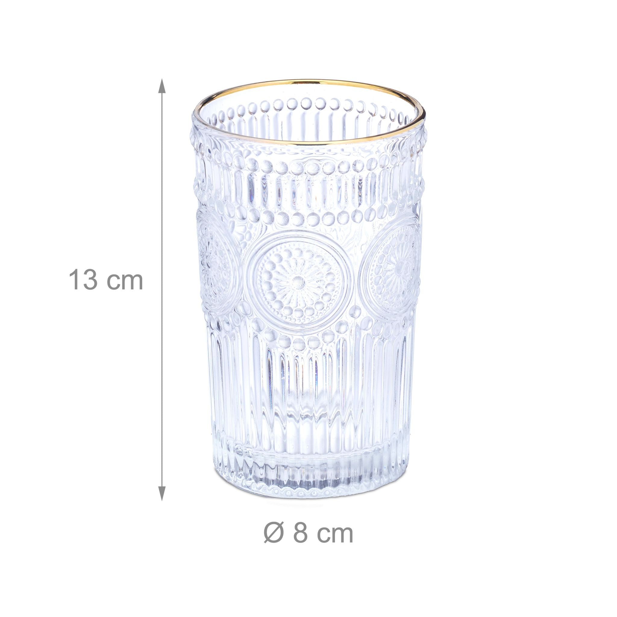 Trinkgläser 4er-Set Vintage-Look Gold-Transparent von Relaxdays
