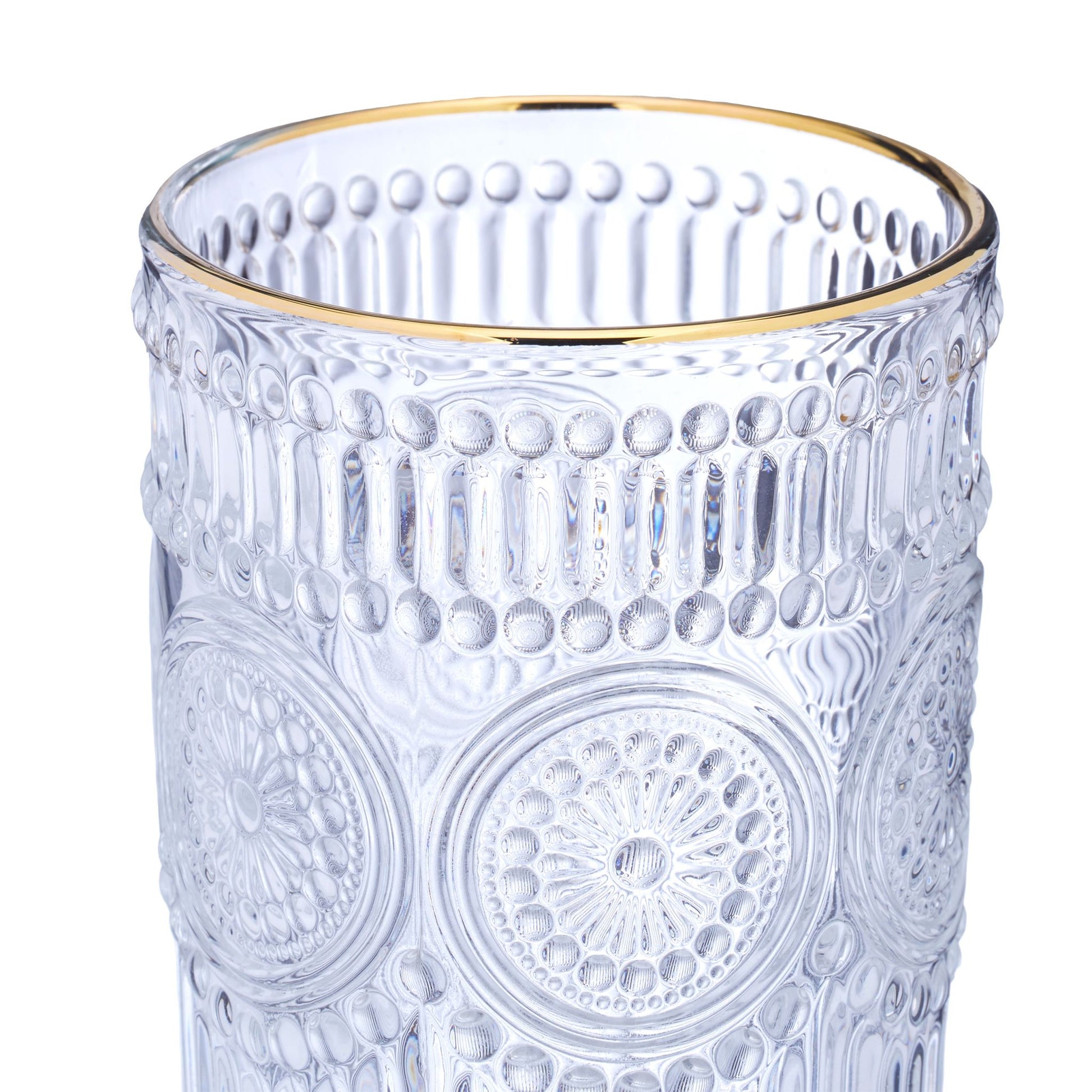 Trinkgläser 4er-Set Vintage-Look Gold-Transparent von Relaxdays