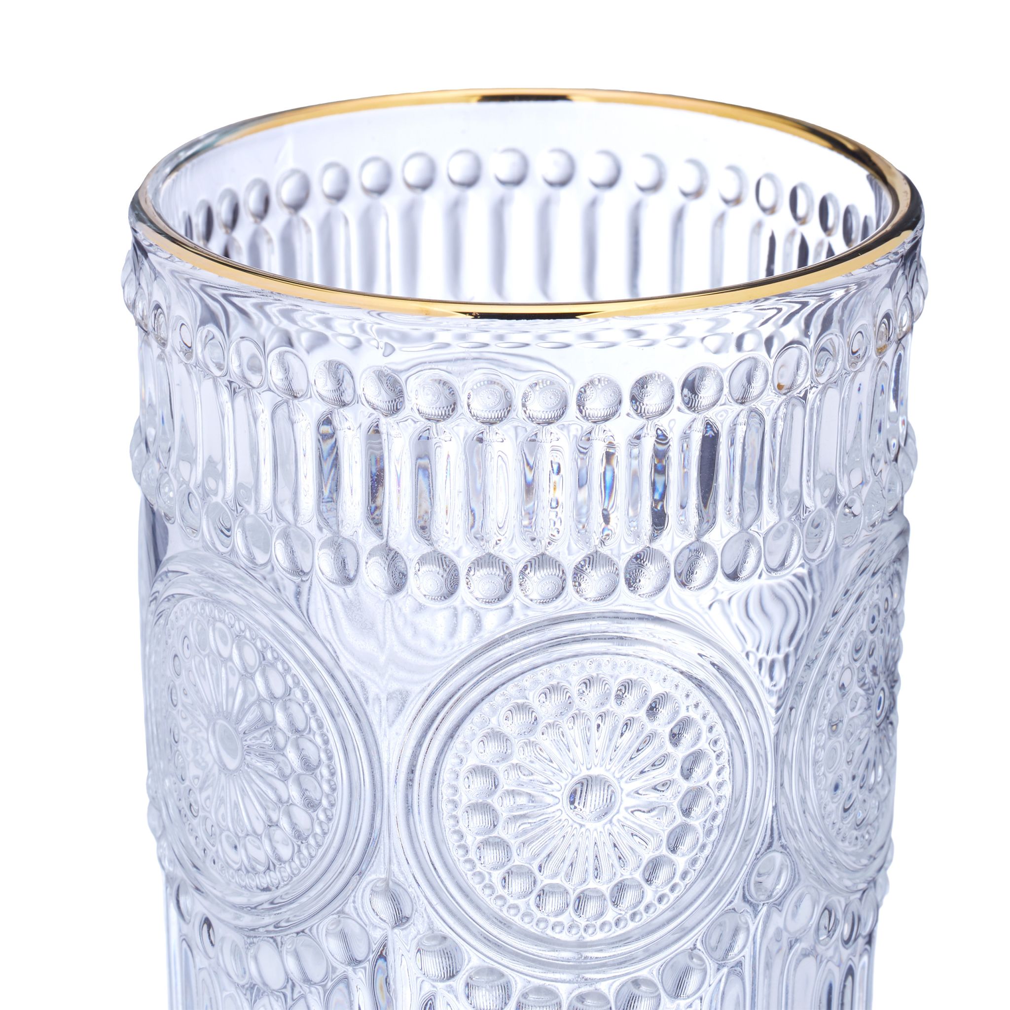 Trinkgläser 4er-Set Vintage-Look Gold-Transparent von Relaxdays