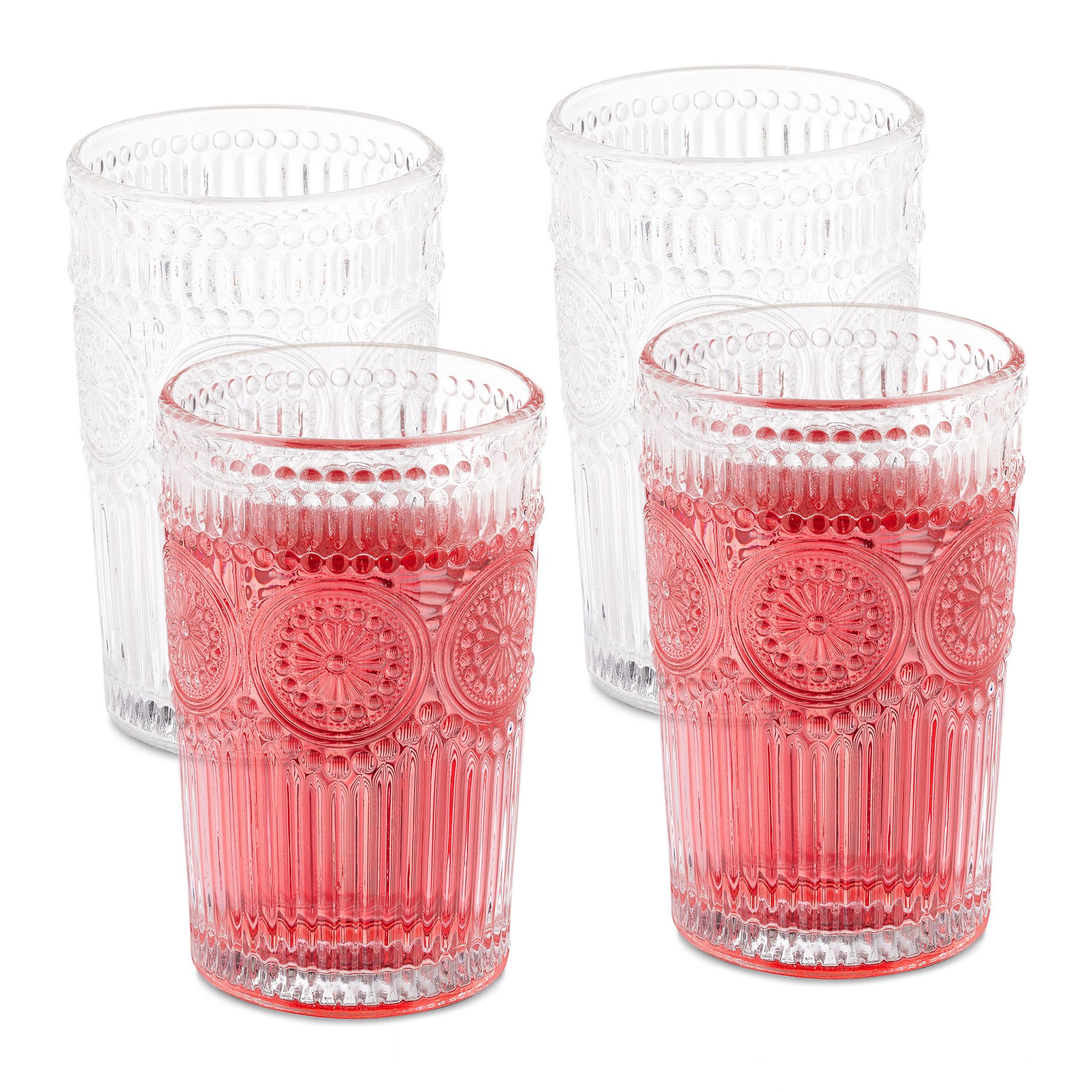 Vintage Trinkgläser 4er-Set 400ml Transparent von Relaxdays