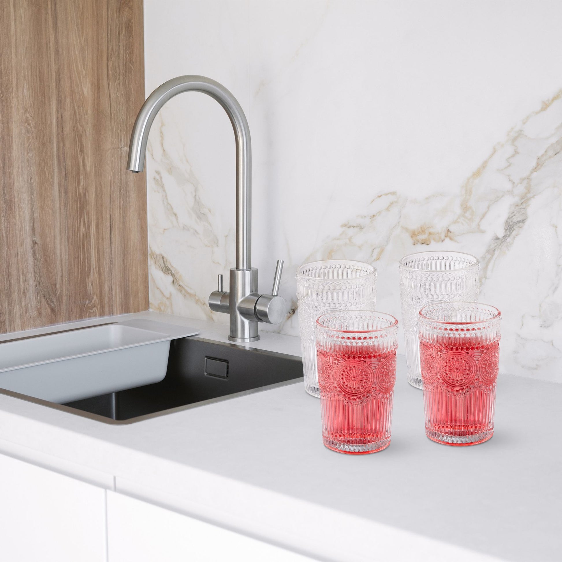 Vintage Trinkgläser 4er-Set 400ml Transparent von Relaxdays