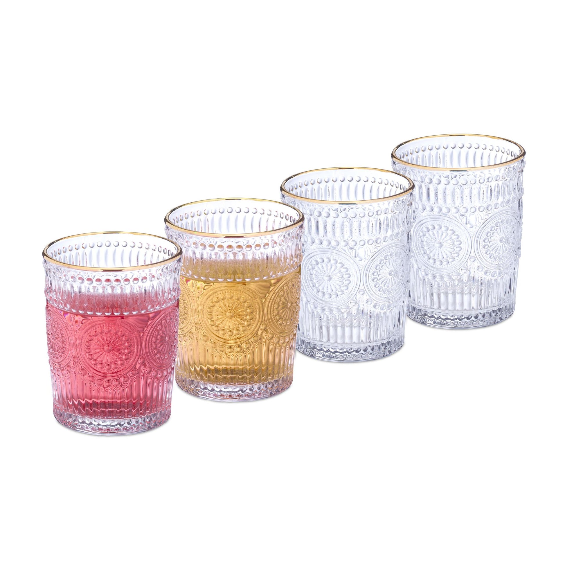 Vintage Trinkgläser 4er-Set 300ml Gold-Transparent von Relaxdays