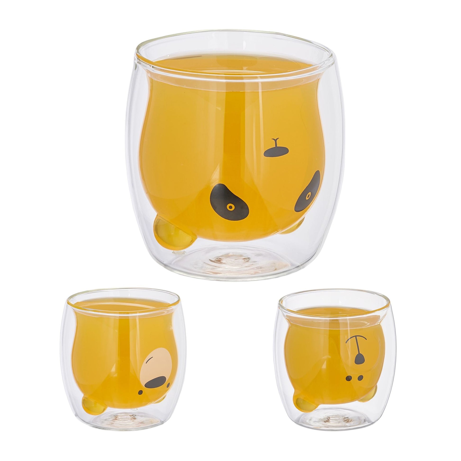 Doppelwandige Gläser 3 Bären Schwarz-Transparent von Relaxdays