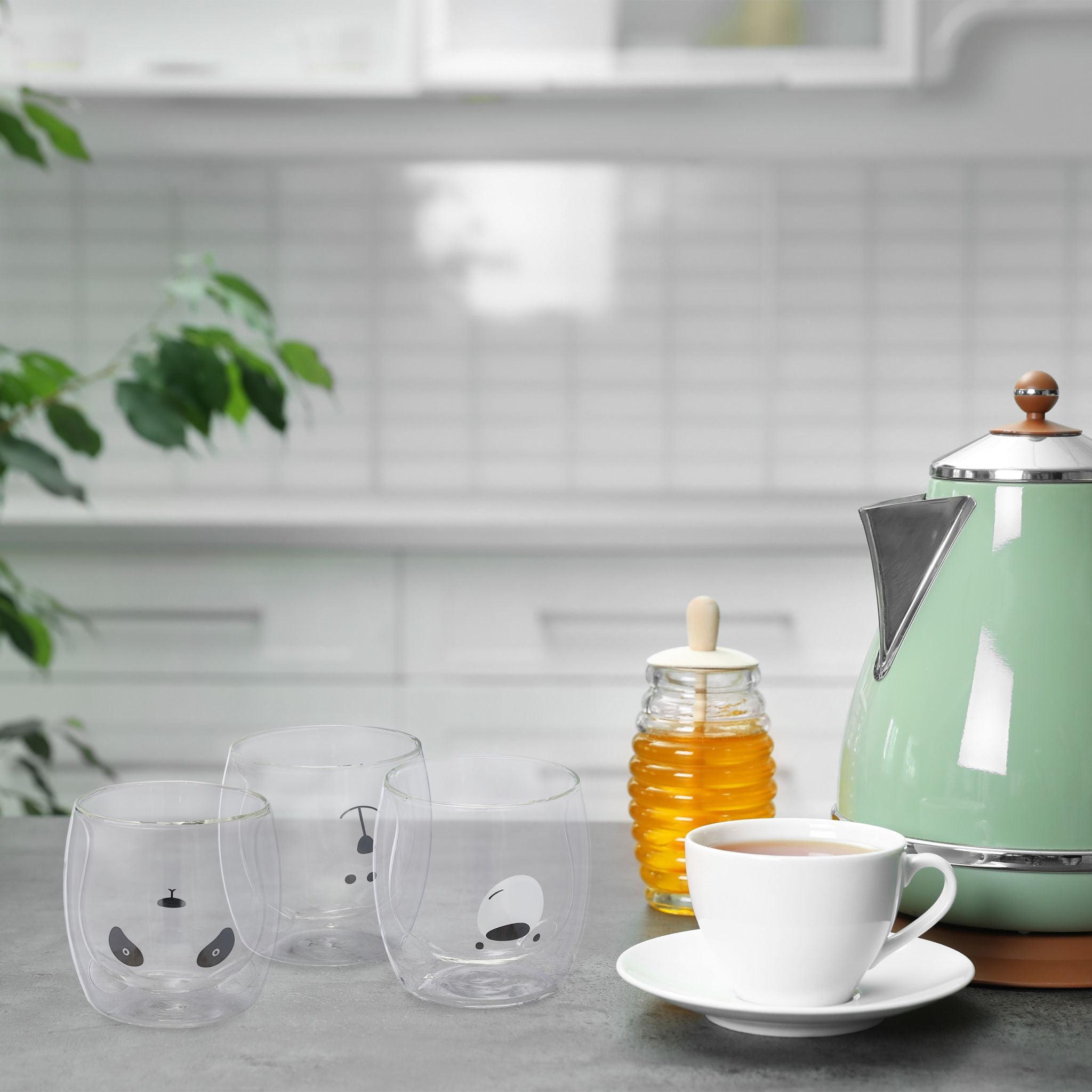 Doppelwandige Gläser 3 Bären Schwarz-Transparent von Relaxdays
