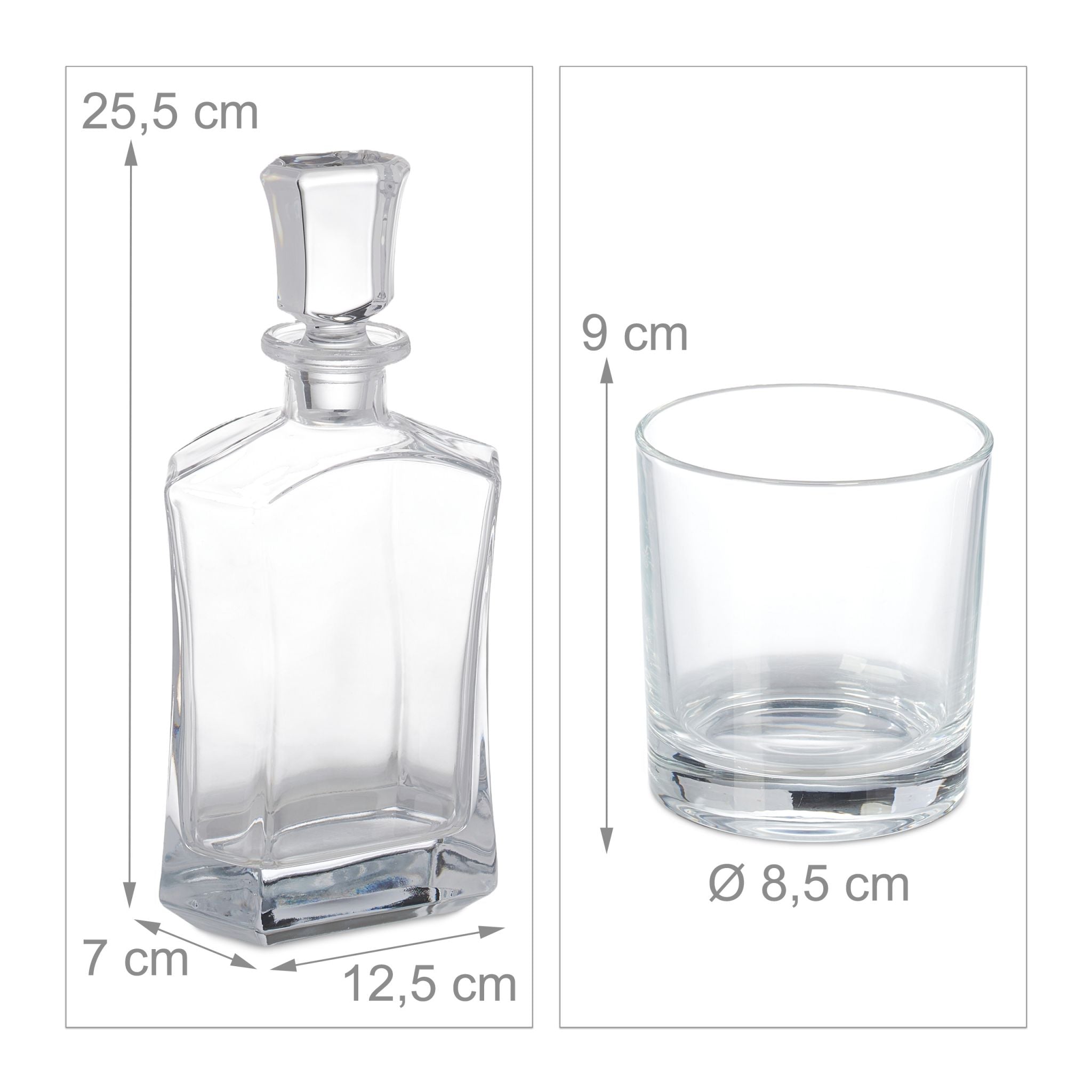 Whisky Set mit Karaffe & Gläsern 5-tlg. Transparent von Relaxdays