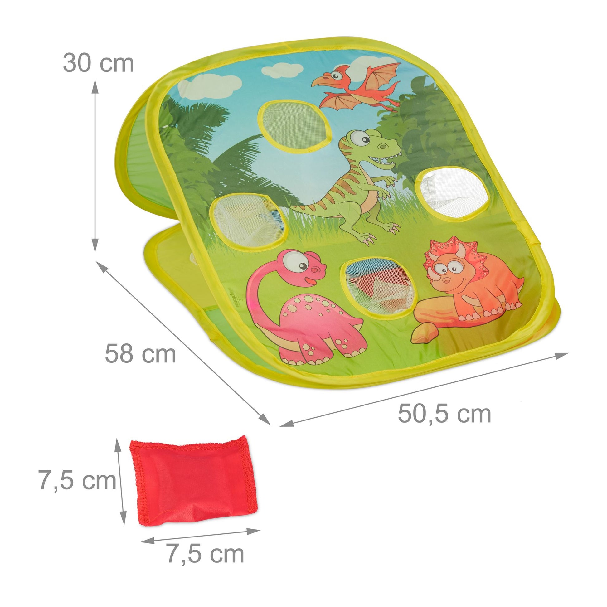Sackloch Spiel Dino Grün-Orange-Pink von Relaxdays