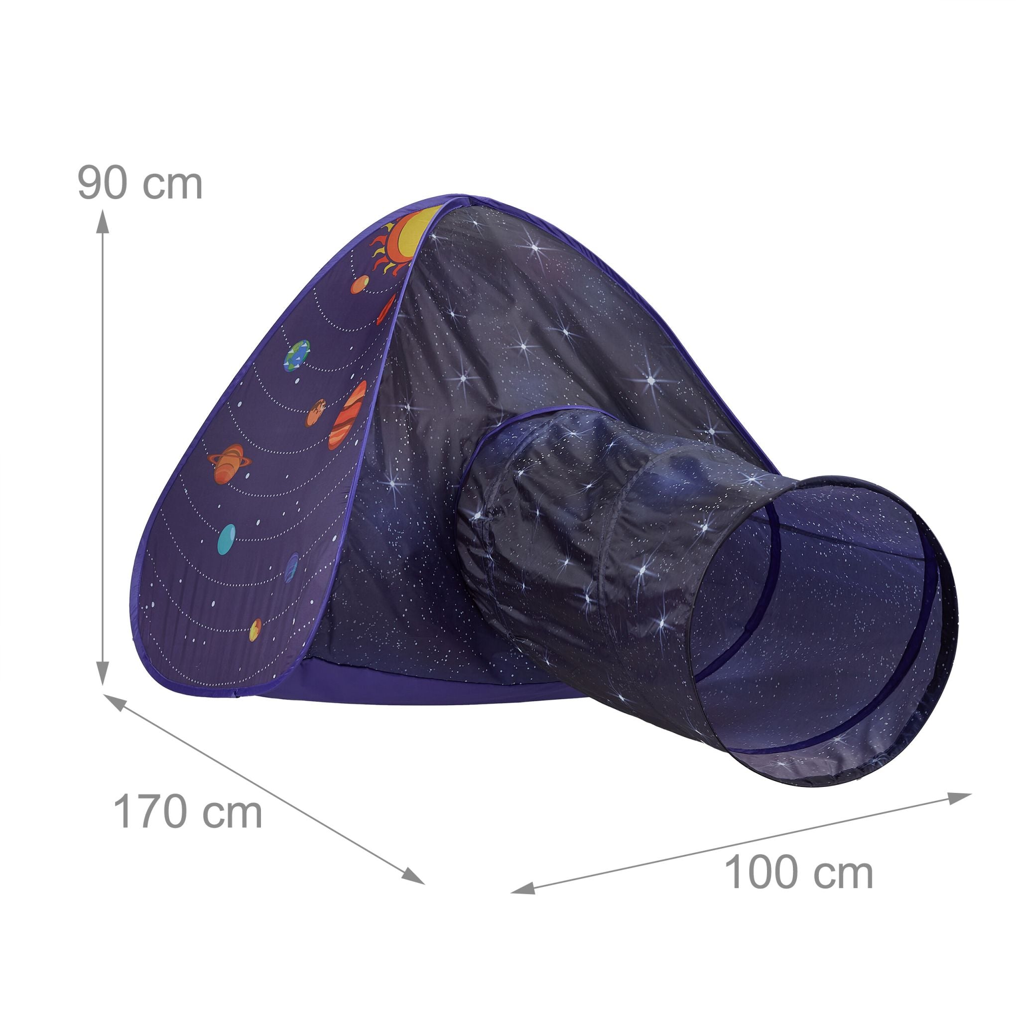 Pop Up Spielzelt Weltraum Weiss-Blau-Schwarz