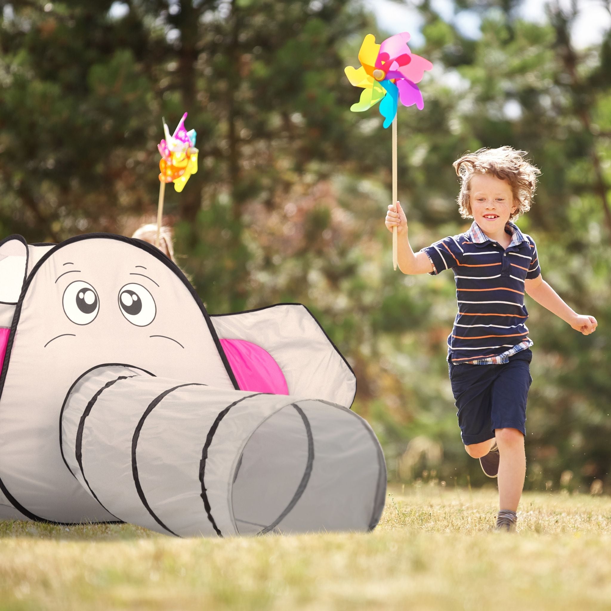 Pop Up Spielzelt Elefant Pink-Schwarz-Grau von guteszeug.ch