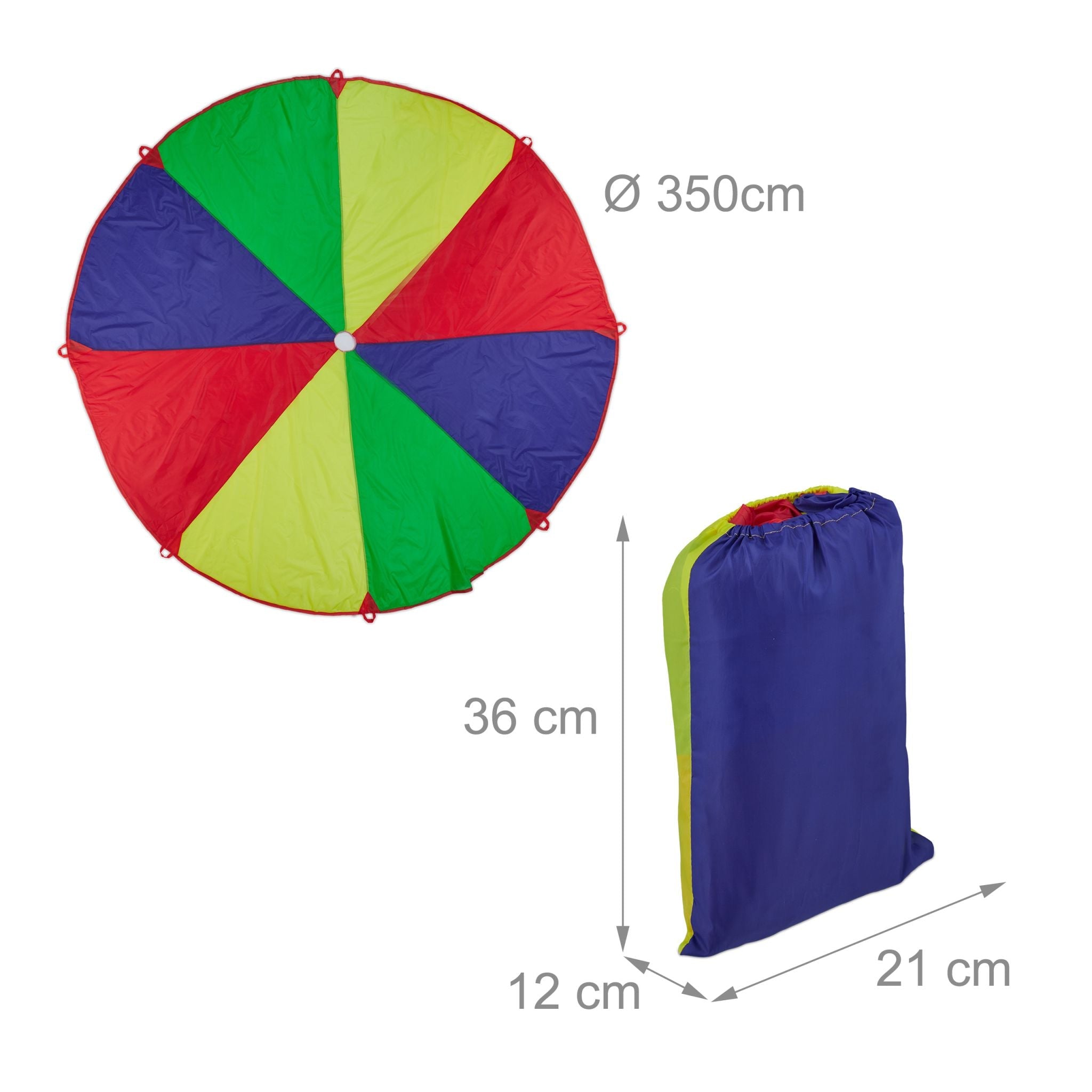 Buntes Schwungtuch 3,5m Blau-Grün-Rot von Relaxdays