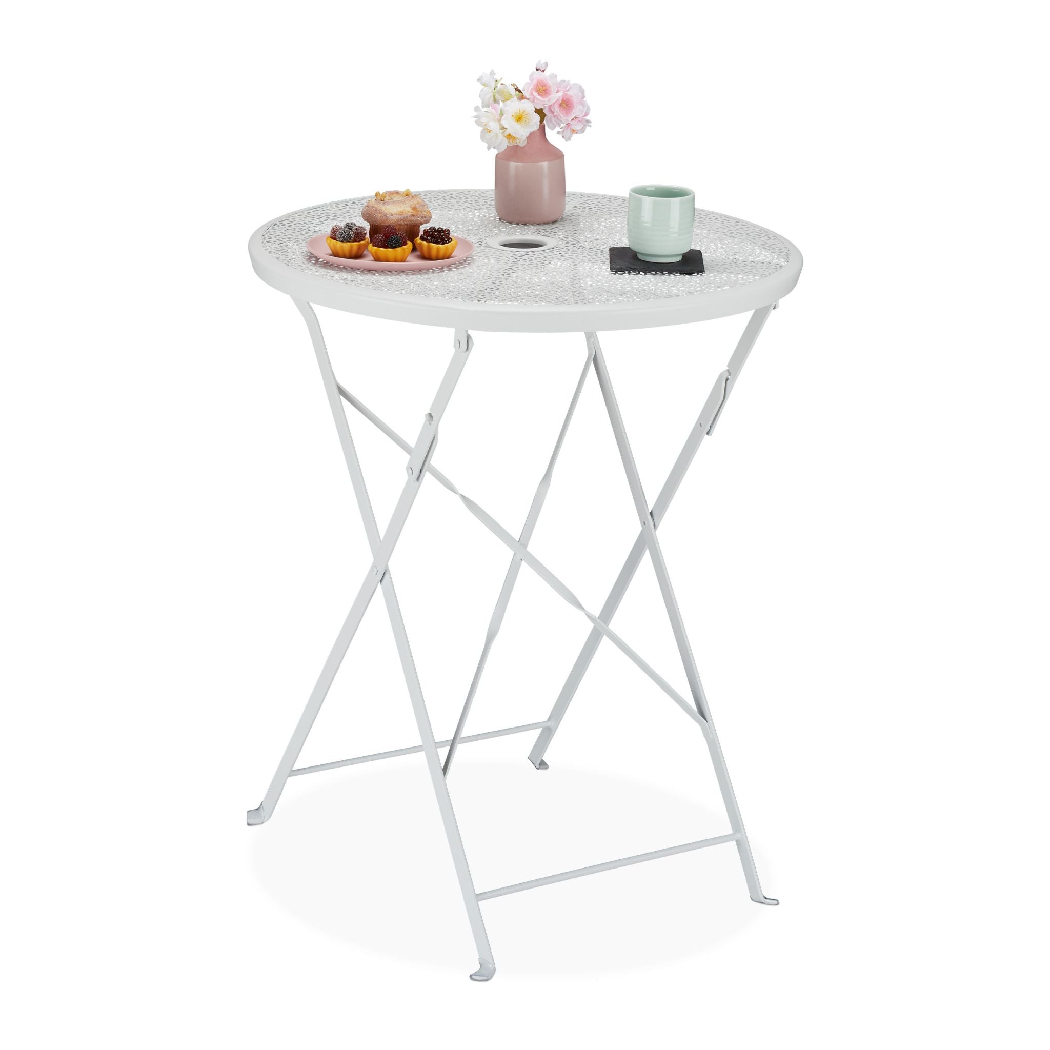 Balkontisch Metall klappbar Weiss von Relaxdays