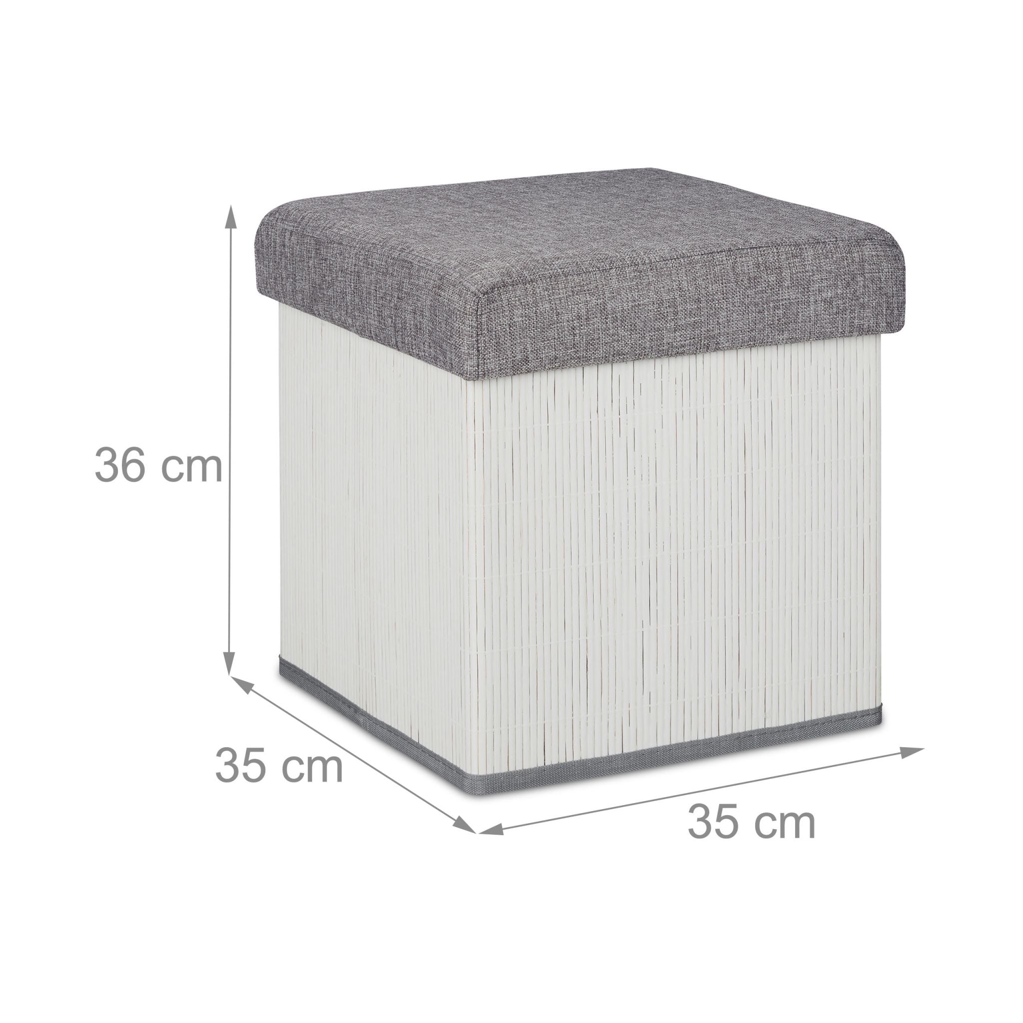 Sitzhocker mit Stauraum Weiss-Grau von Relaxdays