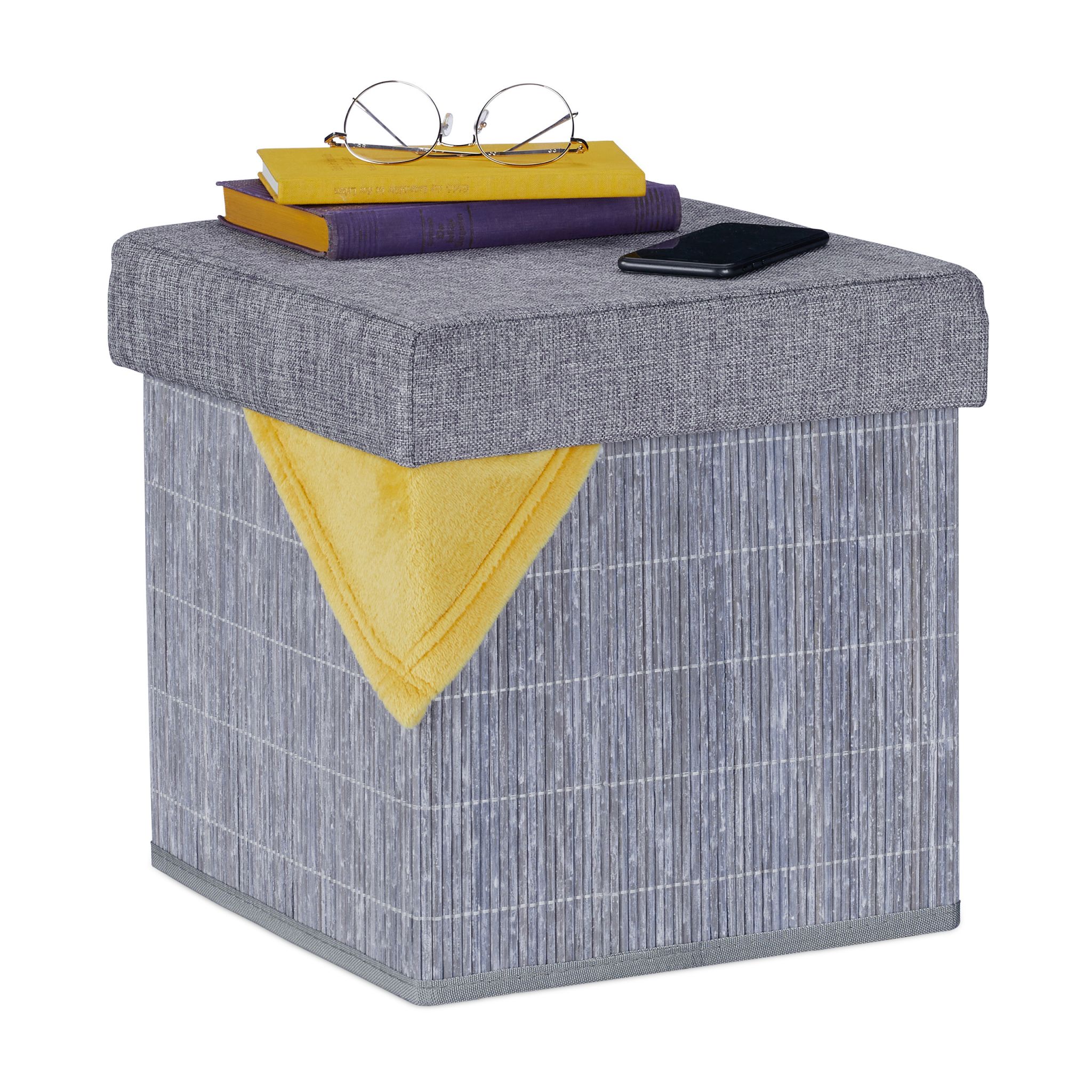 Sitzhocker mit Stauraum Grau von Relaxdays