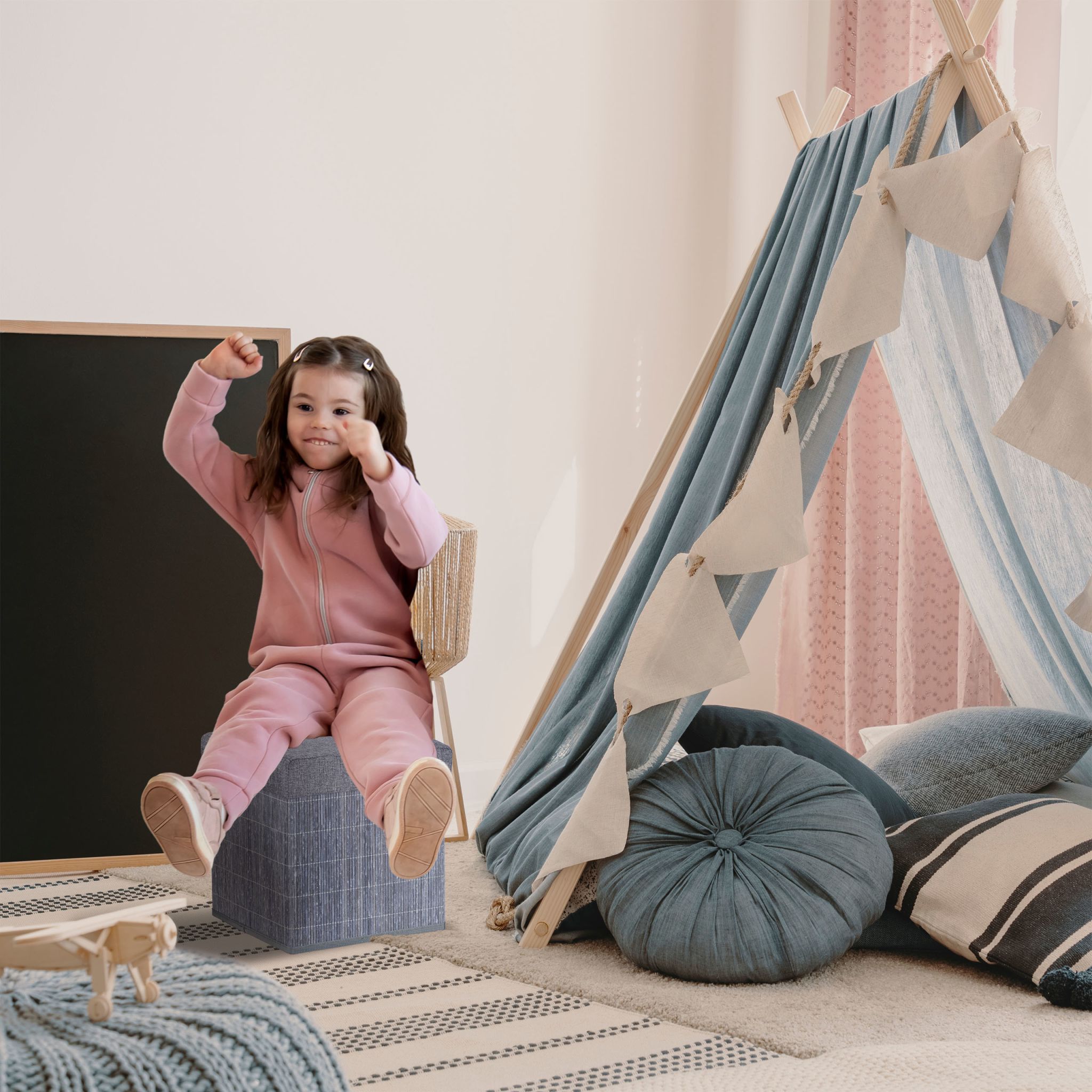 Sitzhocker mit Stauraum Grau von Relaxdays