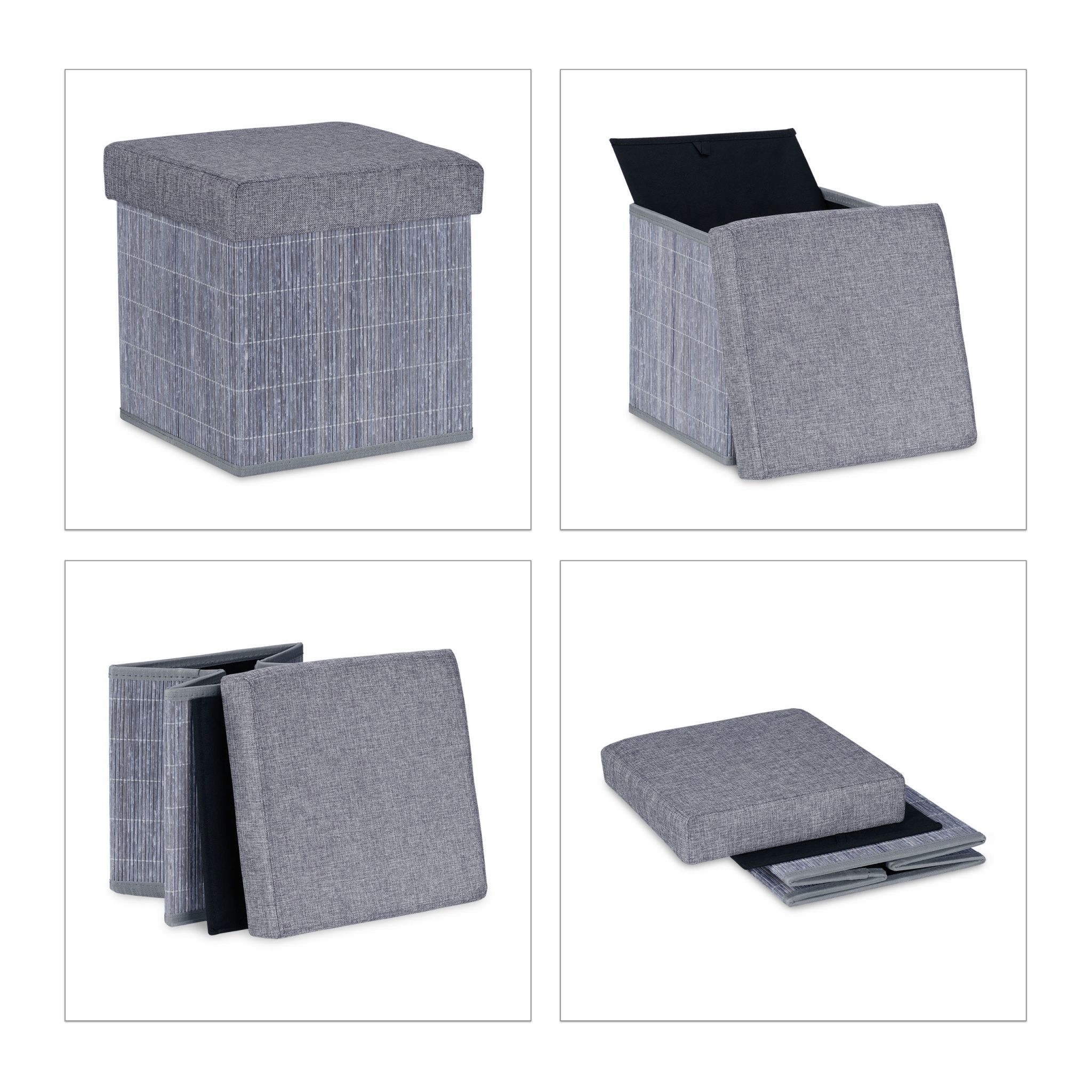 Sitzhocker mit Stauraum Grau von Relaxdays