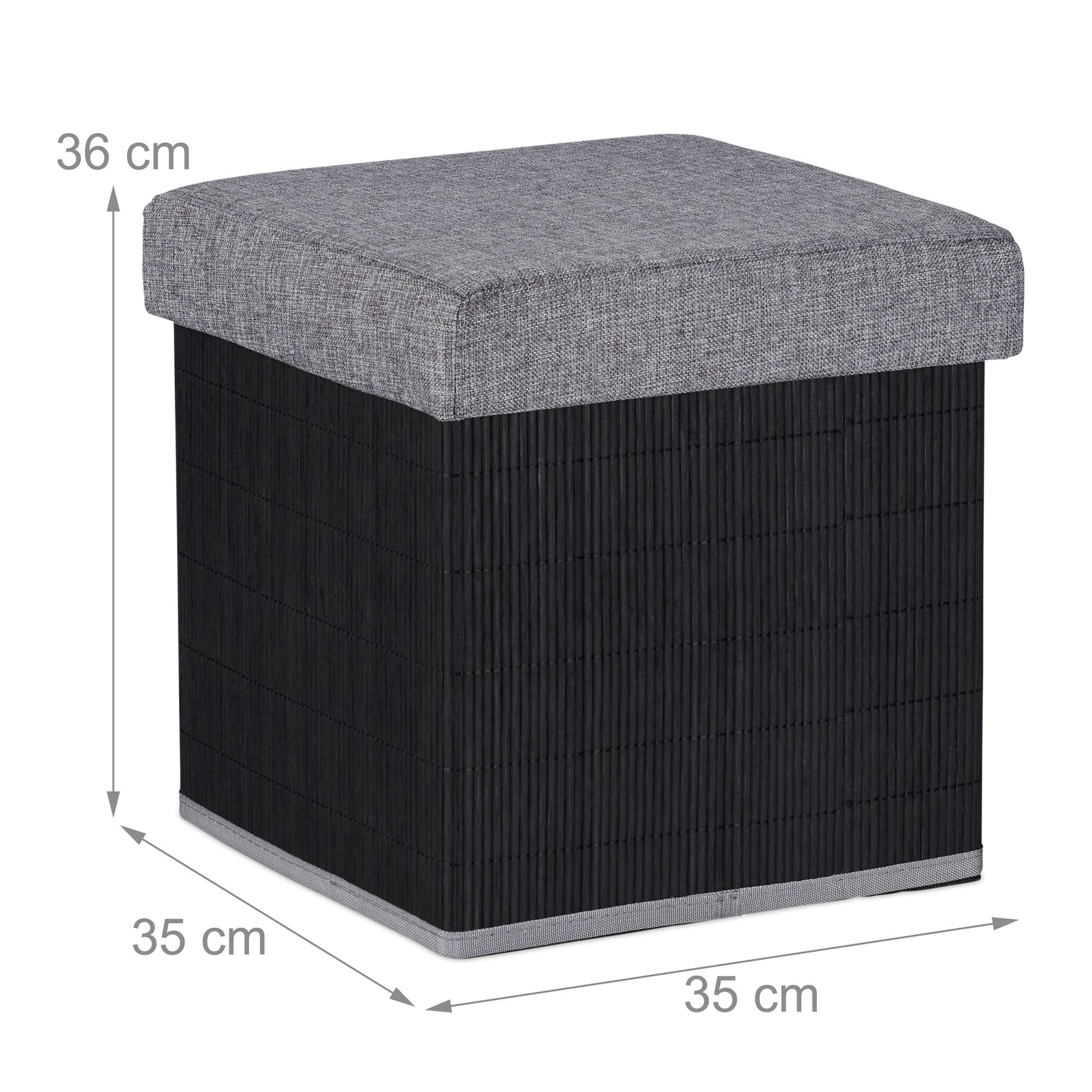 Sitzhocker mit Stauraum Schwarz-Grau von Relaxdays