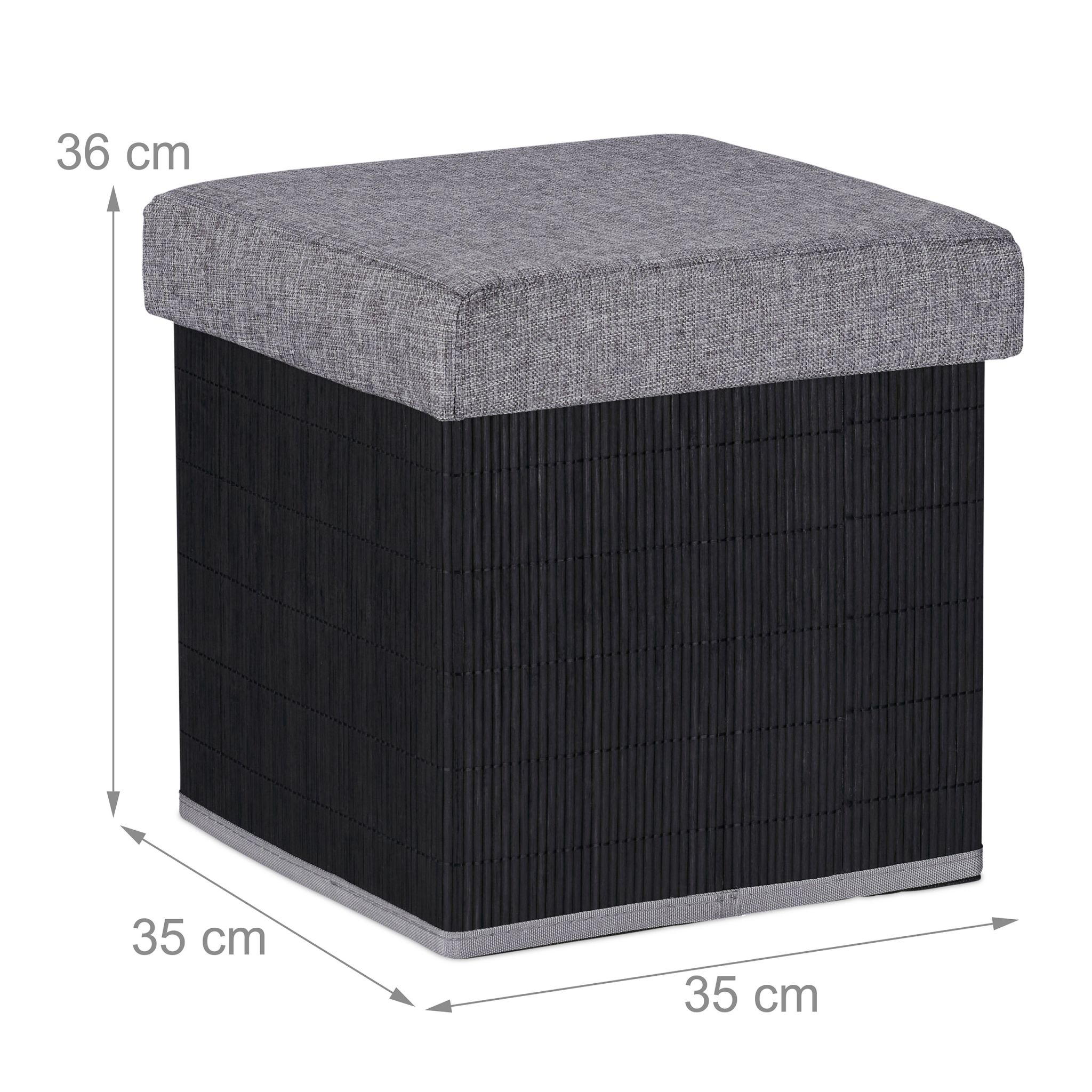 Sitzhocker mit Stauraum Schwarz-Grau von Relaxdays
