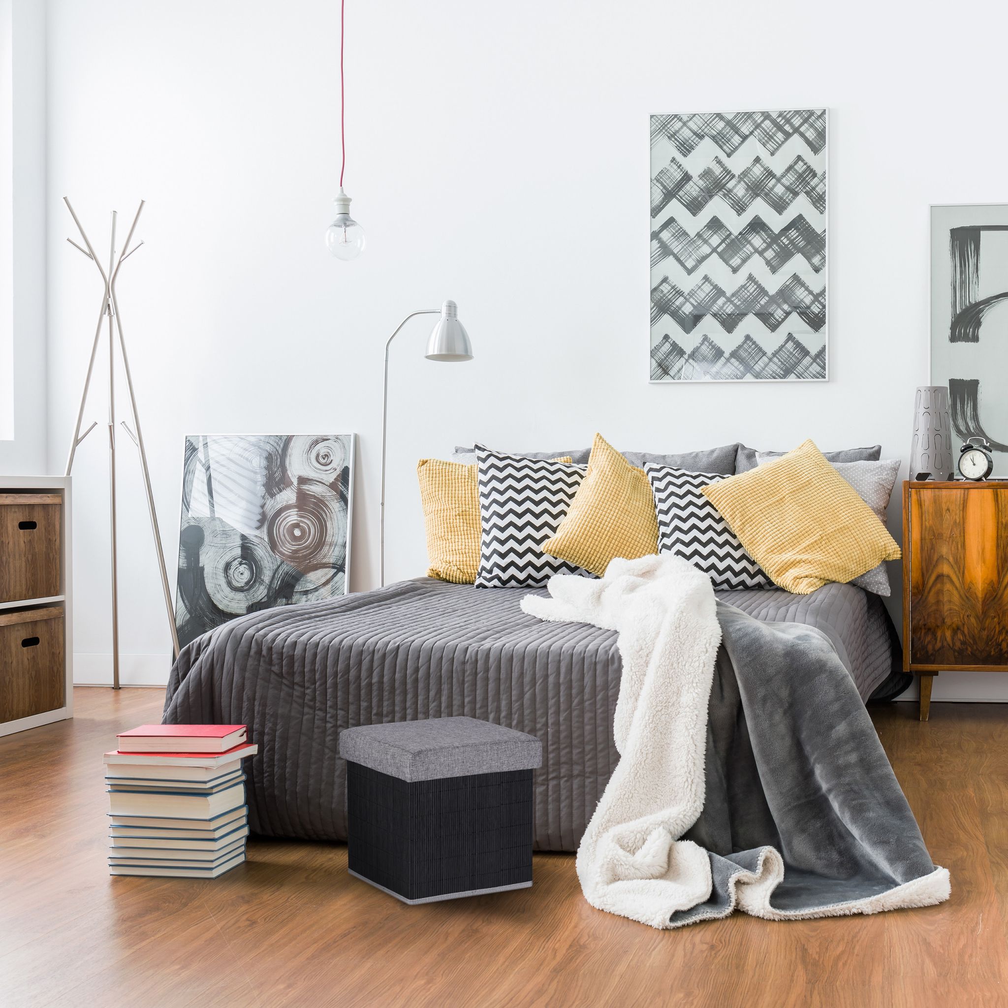 Sitzhocker mit Stauraum Schwarz-Grau von Relaxdays