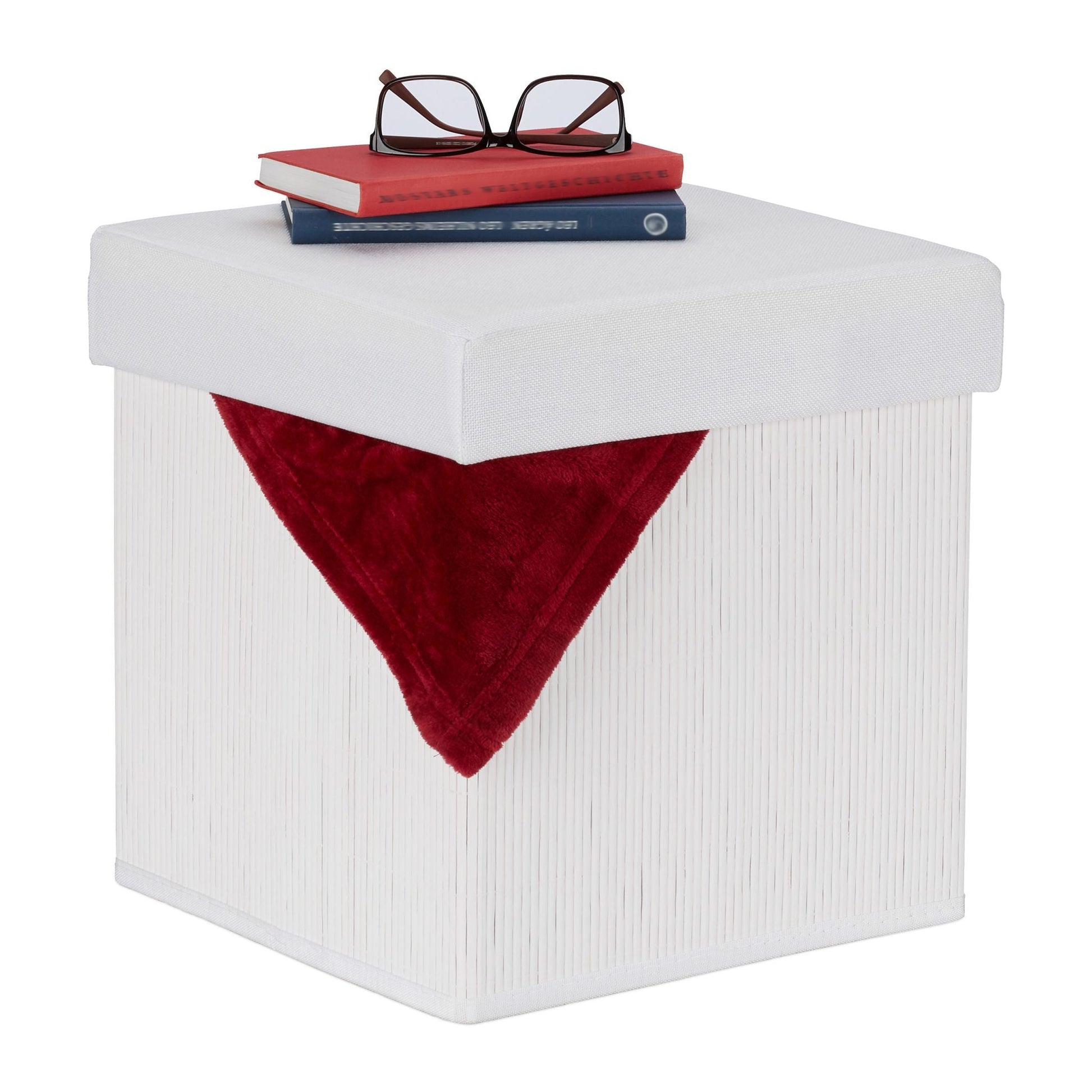 Sitzhocker mit Stauraum Weiss von Relaxdays