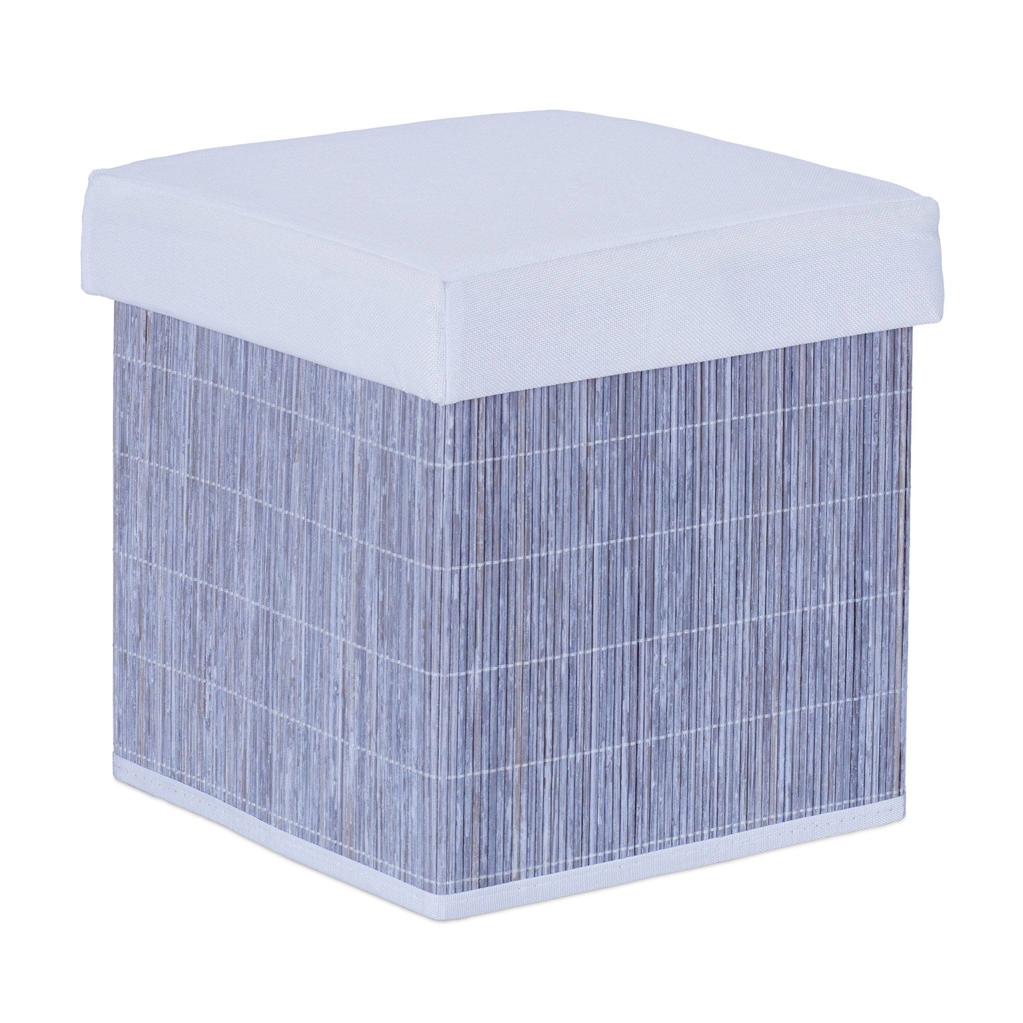 Sitzhocker mit Stauraum Weiss-Grau von Relaxdays