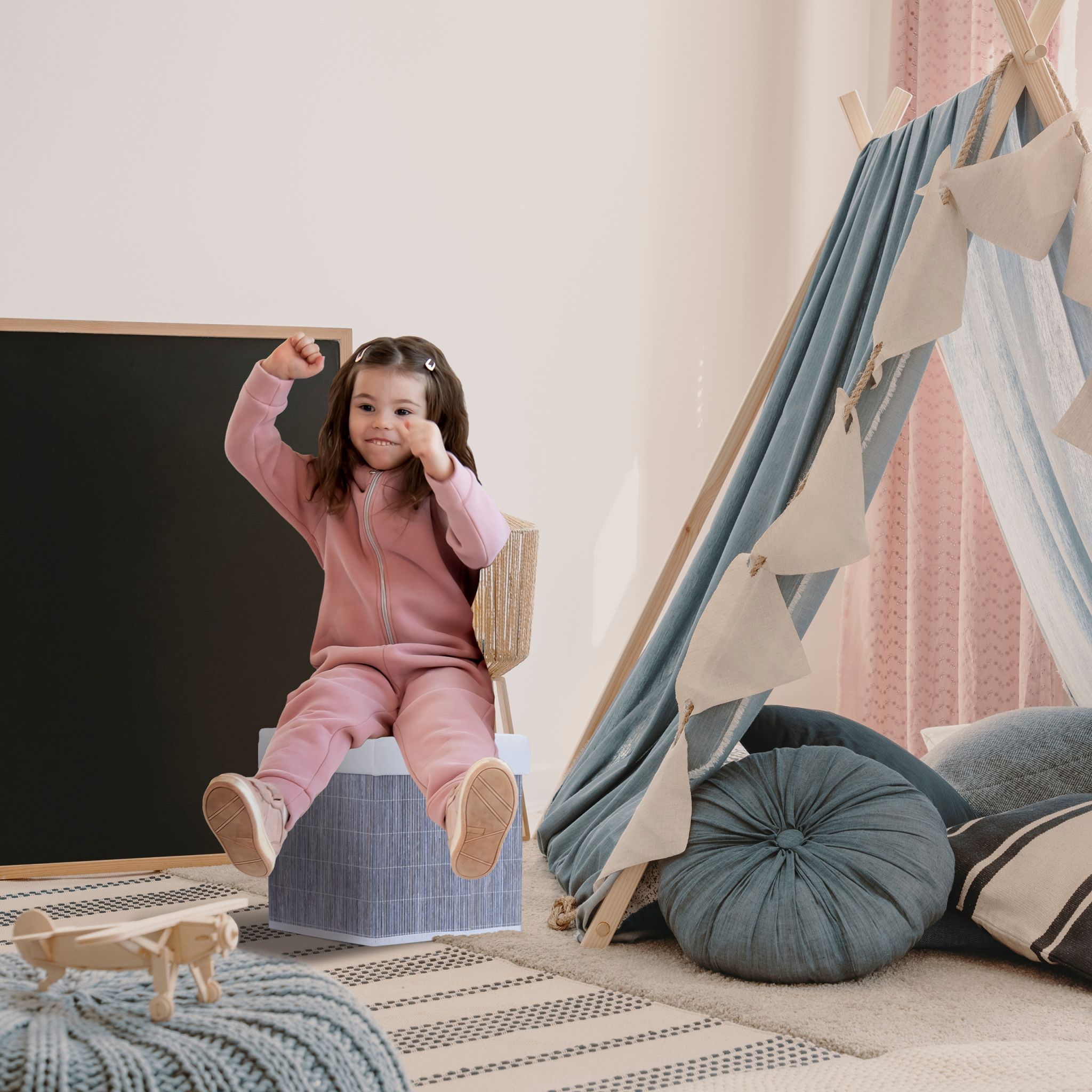 Sitzhocker mit Stauraum Weiss-Grau von Relaxdays